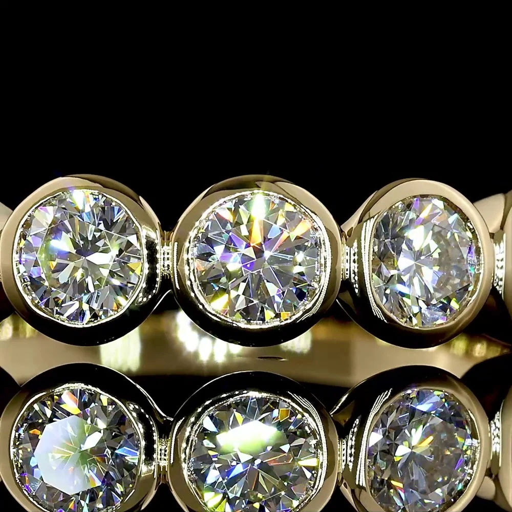14K Yellow Gold 5-Stone Eternity Band with Bezel Set Round Lab Diamonds - 0.99 Carat Total Weight, E-F Color, VS1 Clarity - Covaloro Fine Jewelry - Image 2