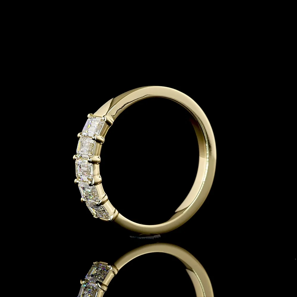 14K Yellow Gold 5-Stone Eternity Band with Emerald Cut Lab Diamonds - 1.00 Carats Total Diamond Weight - Covaloro Fine Jewelry - Image 4