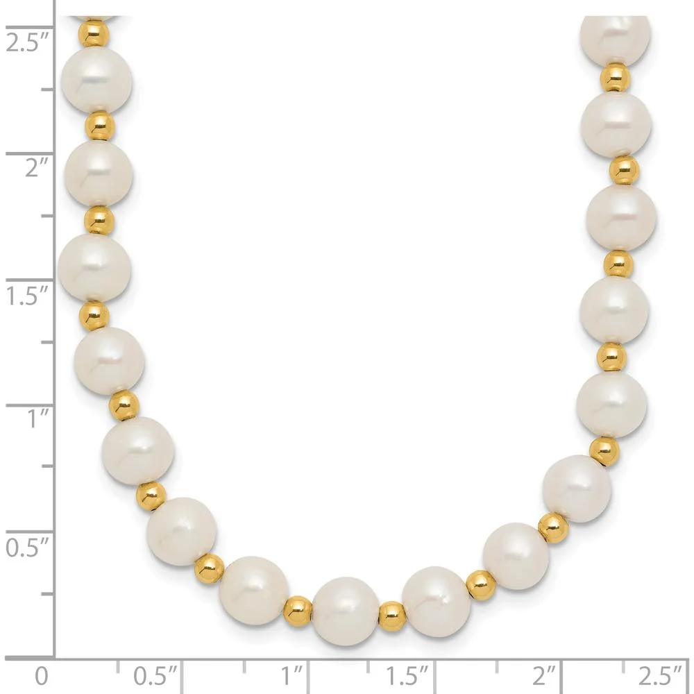 14K Yellow Gold 6-7mm Freshwater Cultured Pearl Beaded Necklace - 18" by Monteluci Fine Jewelry - Image 3