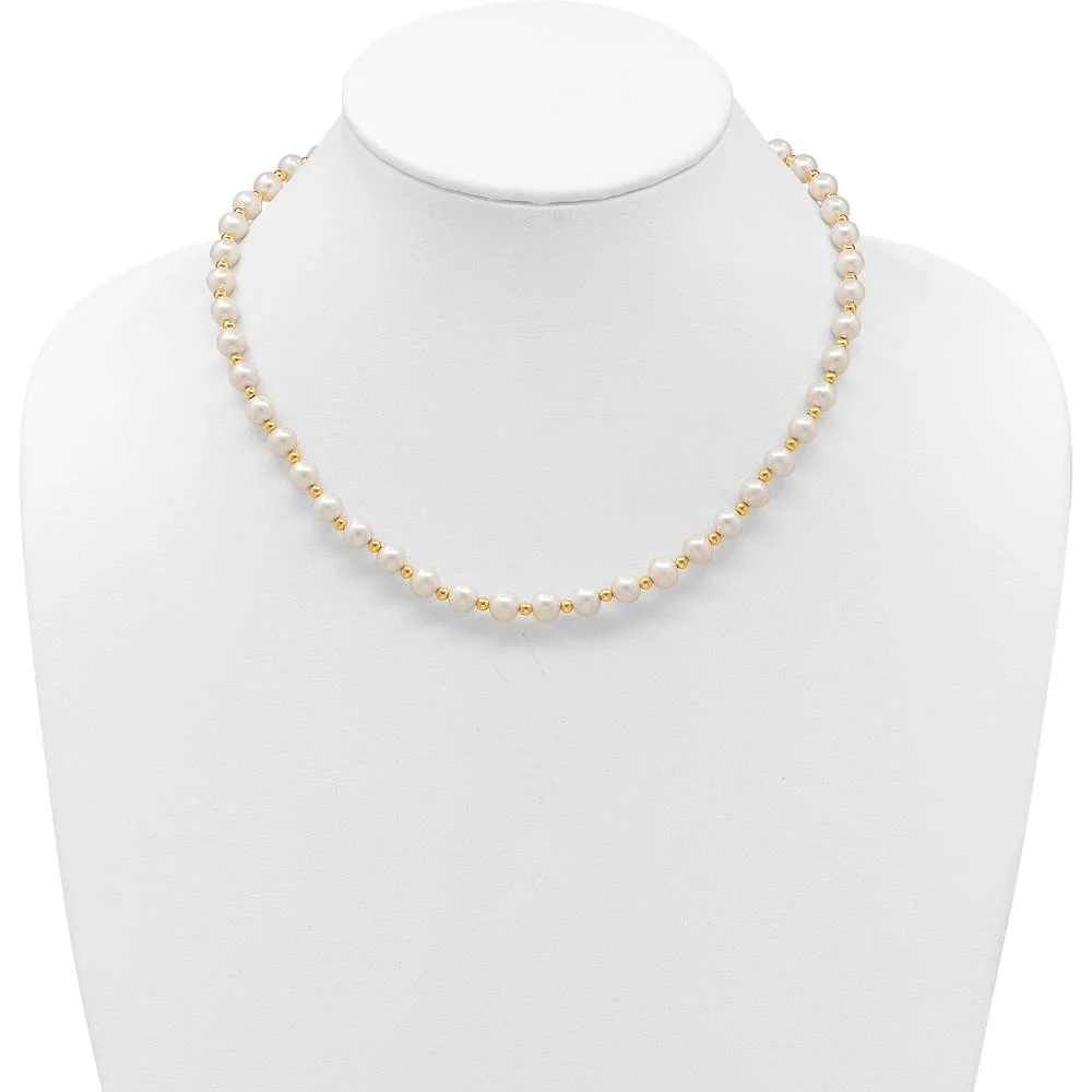 14K Yellow Gold 6-7mm Freshwater Cultured Pearl Beaded Necklace - 18" by Monteluci Fine Jewelry - Image 4