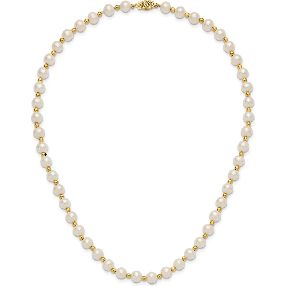 14K Yellow Gold 6-7mm Freshwater Cultured Pearl Beaded Necklace - 18" by Monteluci Fine Jewelry - Image 5