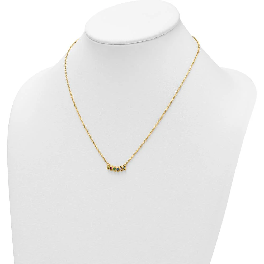 14K Yellow Gold 6-Birthstone Mother's Necklace Mounting - Customizable Gemstone Pendant by Oro Pregiato - Image 4