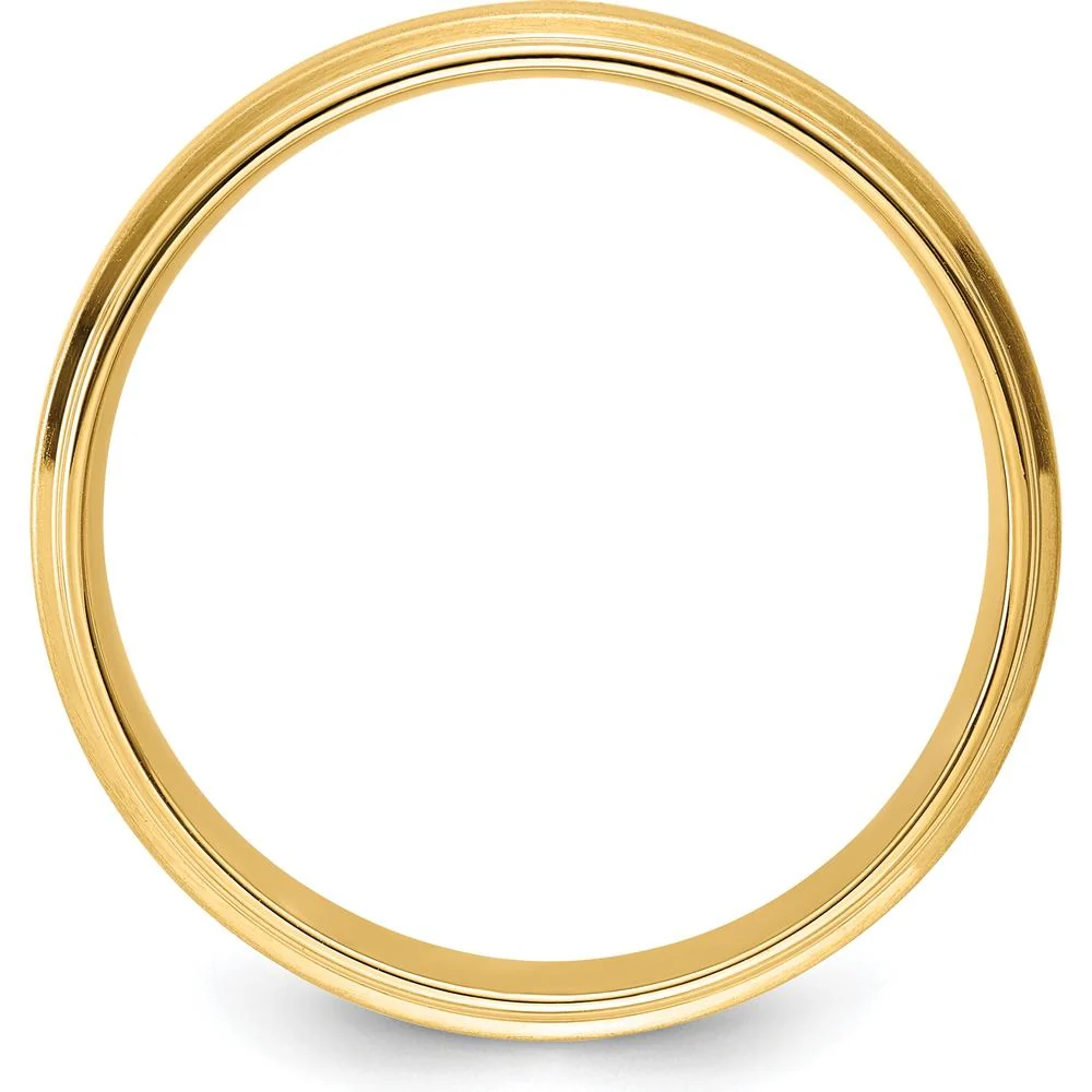 14K Yellow Gold 6mm Brushed Satin Polished Stepped Edge Comfort Fit Wedding Band Size 10.5 by Luciano & Cie - Image 2