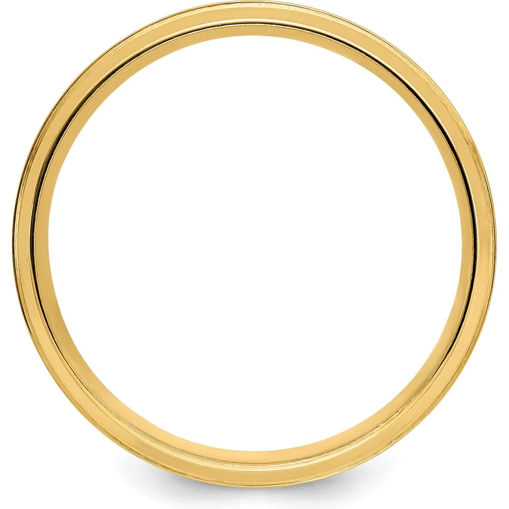 14K Yellow Gold 6mm Comfort Fit Brushed Satin and Polished Line Edge Wedding Band - Size 9 by Luciano & Cie - Image 2