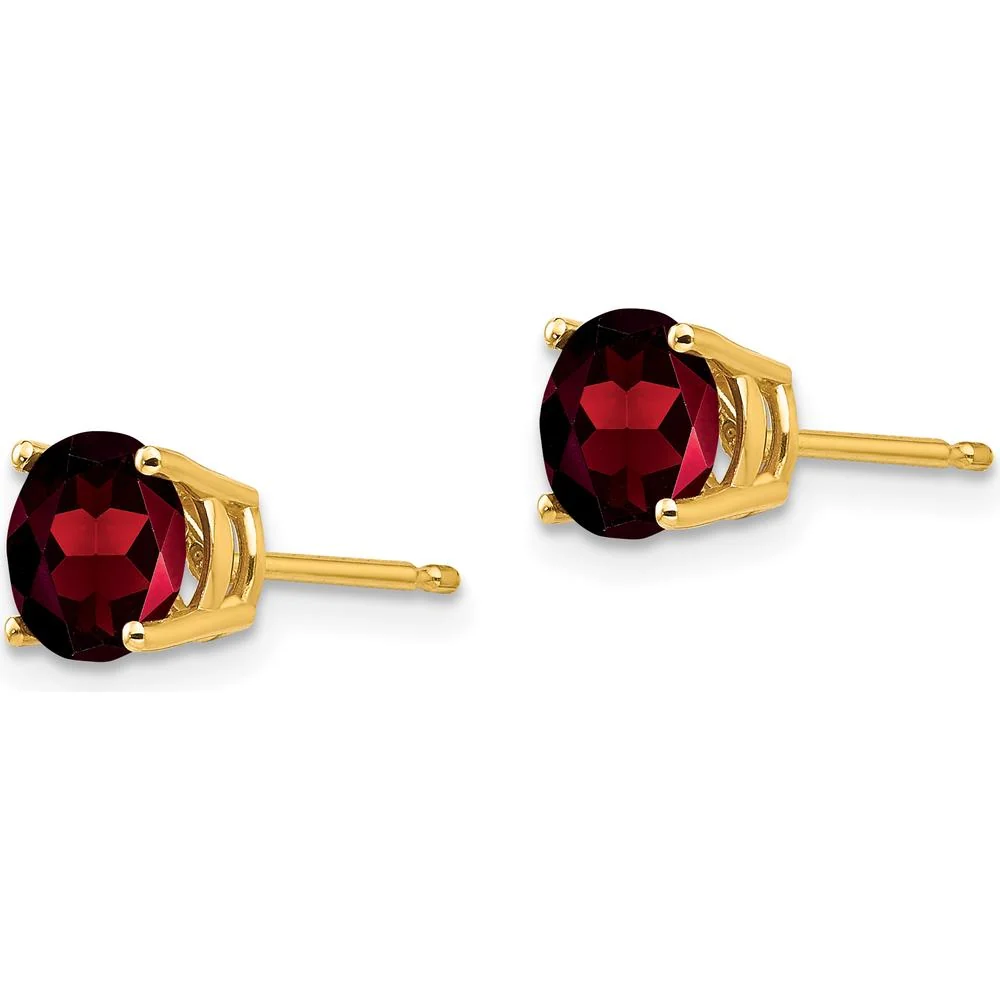 14K Yellow Gold 6mm Garnet Stud Earrings - 1.00 Carat Total Garnet Weight by Monteluci Fine Jewelry - Image 2