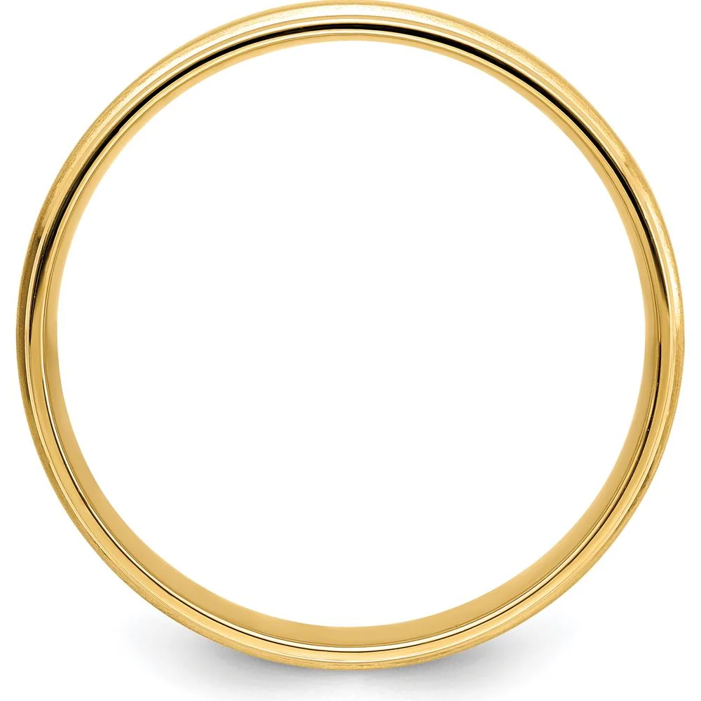 14K Yellow Gold 6mm Grooved Edge Wedding Band with Brushed Satin & Polished Finish - Comfort Fit - Standard Weight - Size 9.5 by Luciano & Cie - Image 2