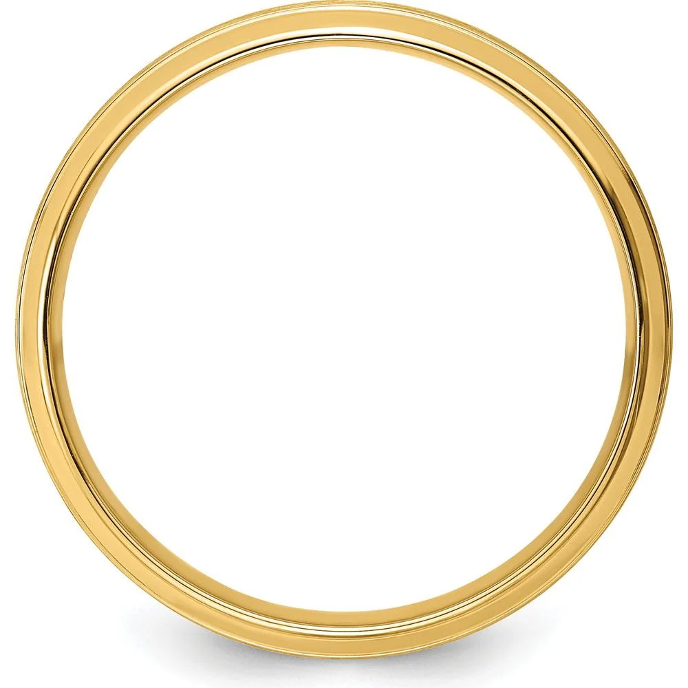 14K Yellow Gold 6mm Lightweight Comfort Fit Brushed Satin Line Edge Wedding Band - Size 13 by Luciano & Cie - Image 2