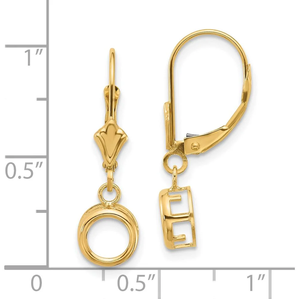 14K Yellow Gold 6mm Round Drop Leverback Earring Mountings - Polished Finish by Monteluci Fine Jewelry - Image 3