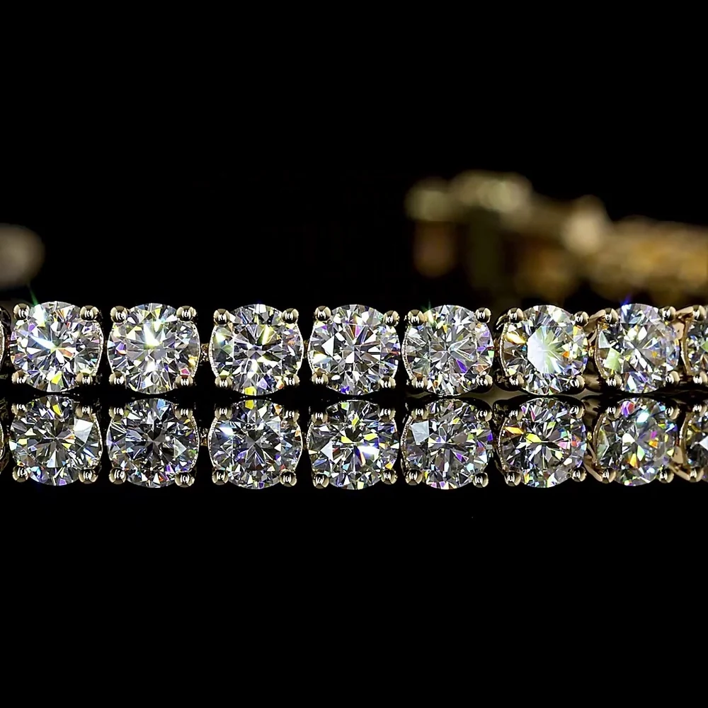 14K Yellow Gold 7.5" Tennis Bracelet with Round Brilliant and Marquise Cut Lab Diamonds - 4.61 Carat Total Diamond Weight - Covaloro Fine Jewelry - Image 2