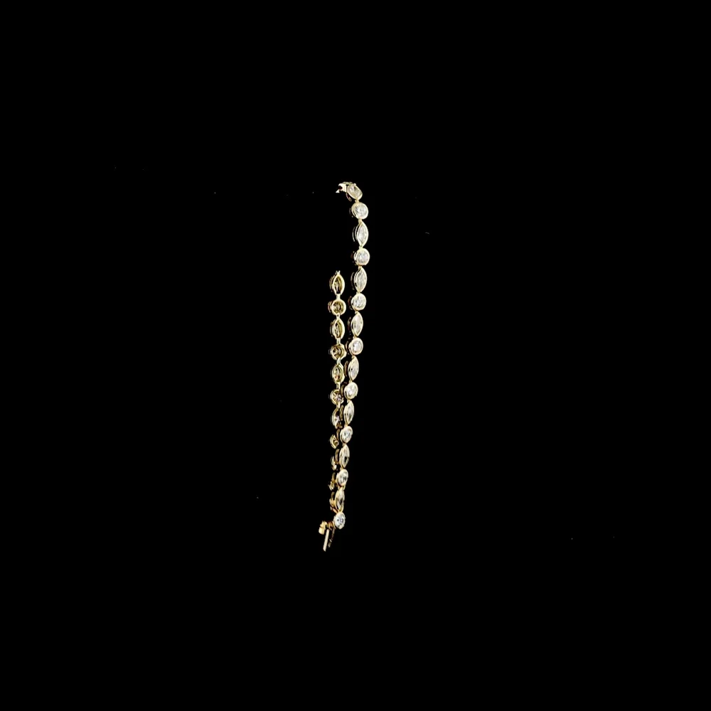 14K Yellow Gold 7-Inch Tennis Bracelet with Alternating Bezel-Set Round and Marquise Lab Diamonds - 3.96 Carat Total Weight, E-F Color VS1 Clarity - Covaloro Fine Jewelry - Image 3