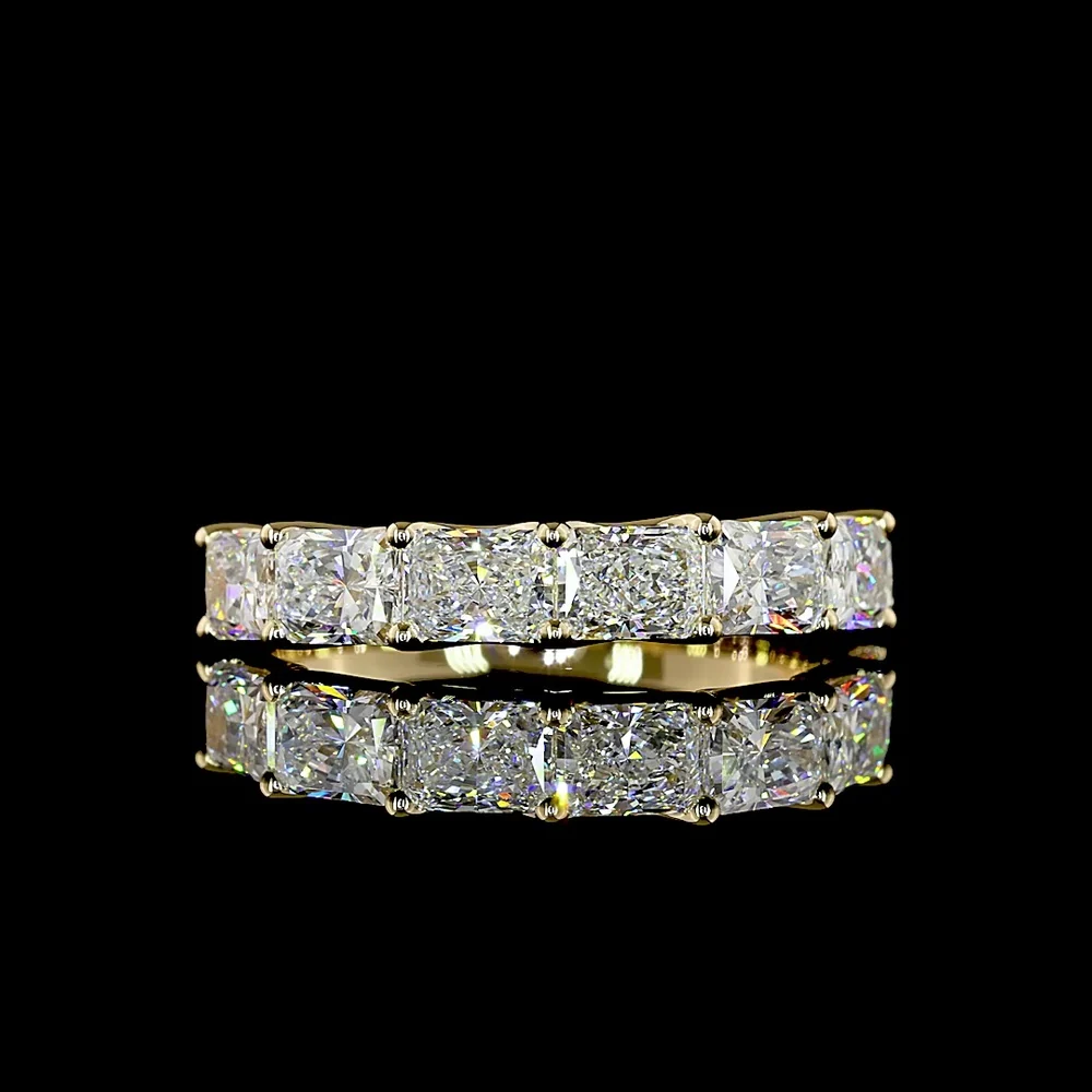 14K Yellow Gold 7-Stone Eternity Band with East-West Set Radiant Cut Lab Diamonds in U-Prong Setting - 2.00 Carat Total Weight - Covaloro Fine Jewelry