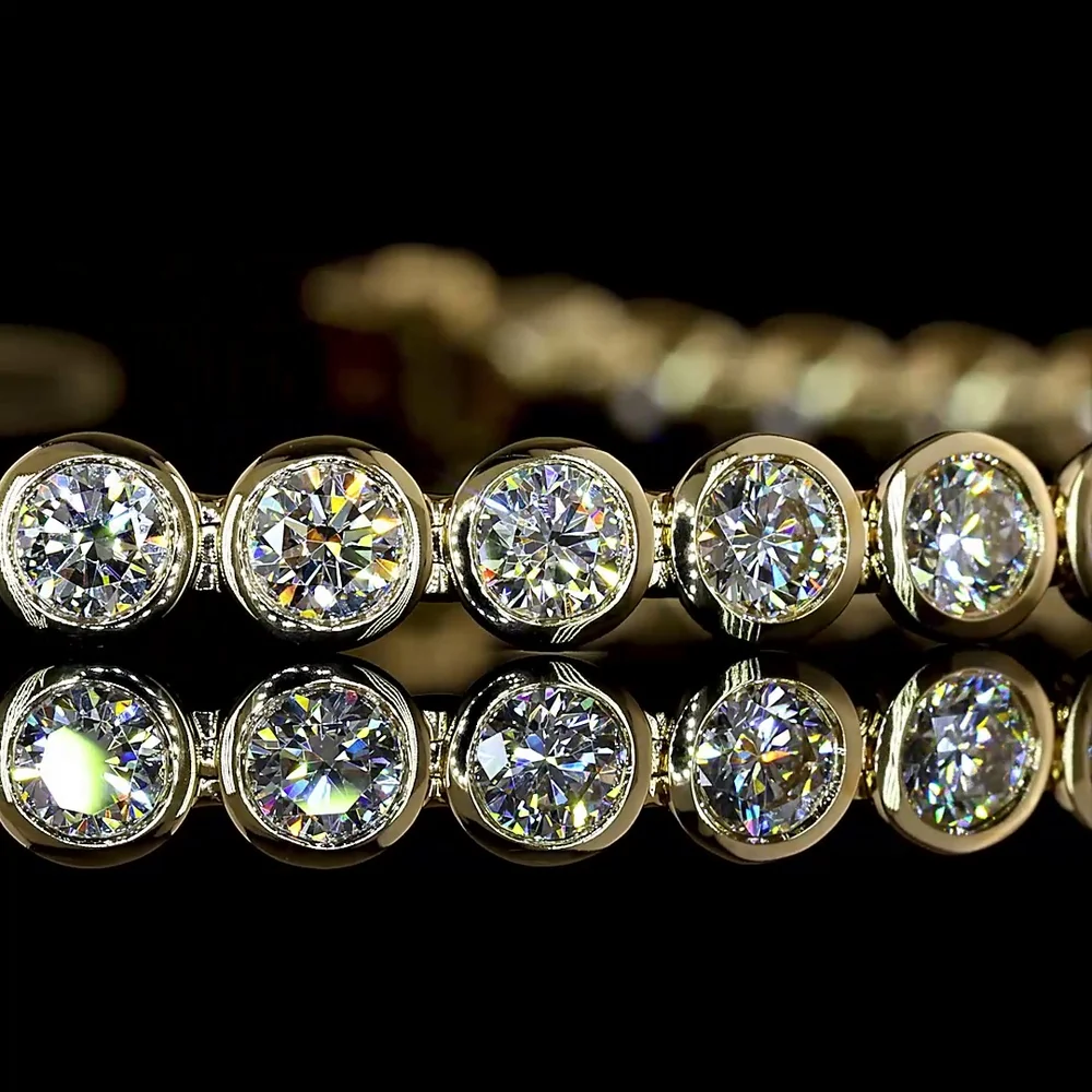 14K Yellow Gold 7" Tennis Bracelet with Bezel Set Round Lab Diamonds - 4.89 Carat Total Weight - Covaloro Fine Jewelry - Image 2