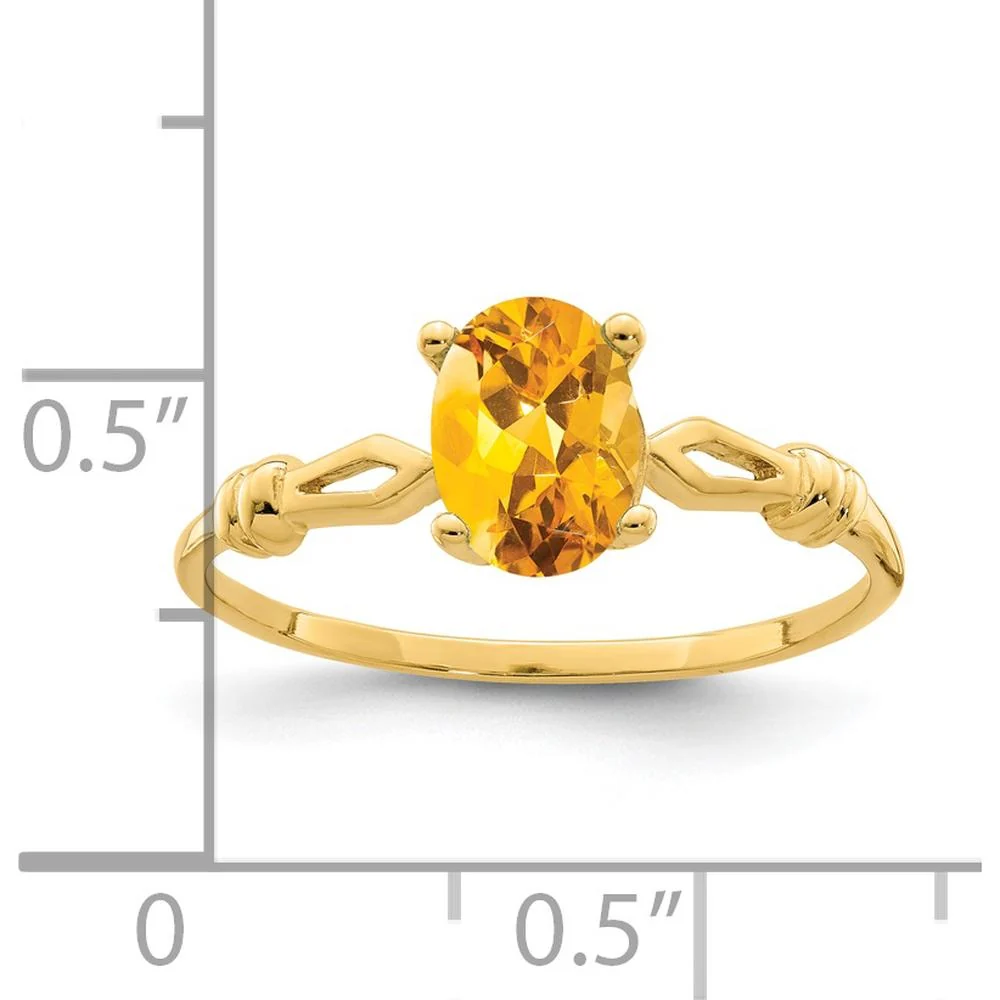 14K Yellow Gold 7x5mm Oval Citrine Ring - 0.80 Carat Natural Faceted Gemstone - Size 6 by Monteluci Fine Jewelry - Image 2
