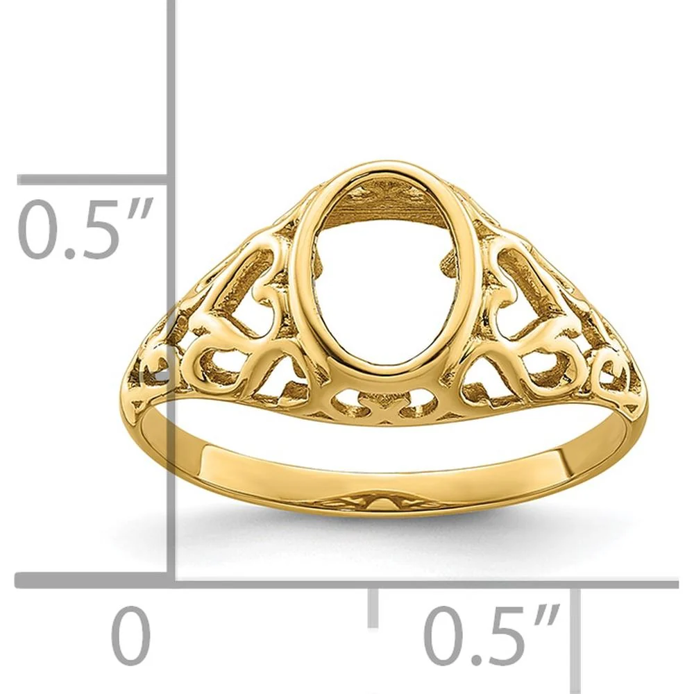 14K Yellow Gold 7x5mm Oval Gemstone Ring Mounting - Polished Finish - Size 6 by Monteluci Fine Jewelry - Image 5