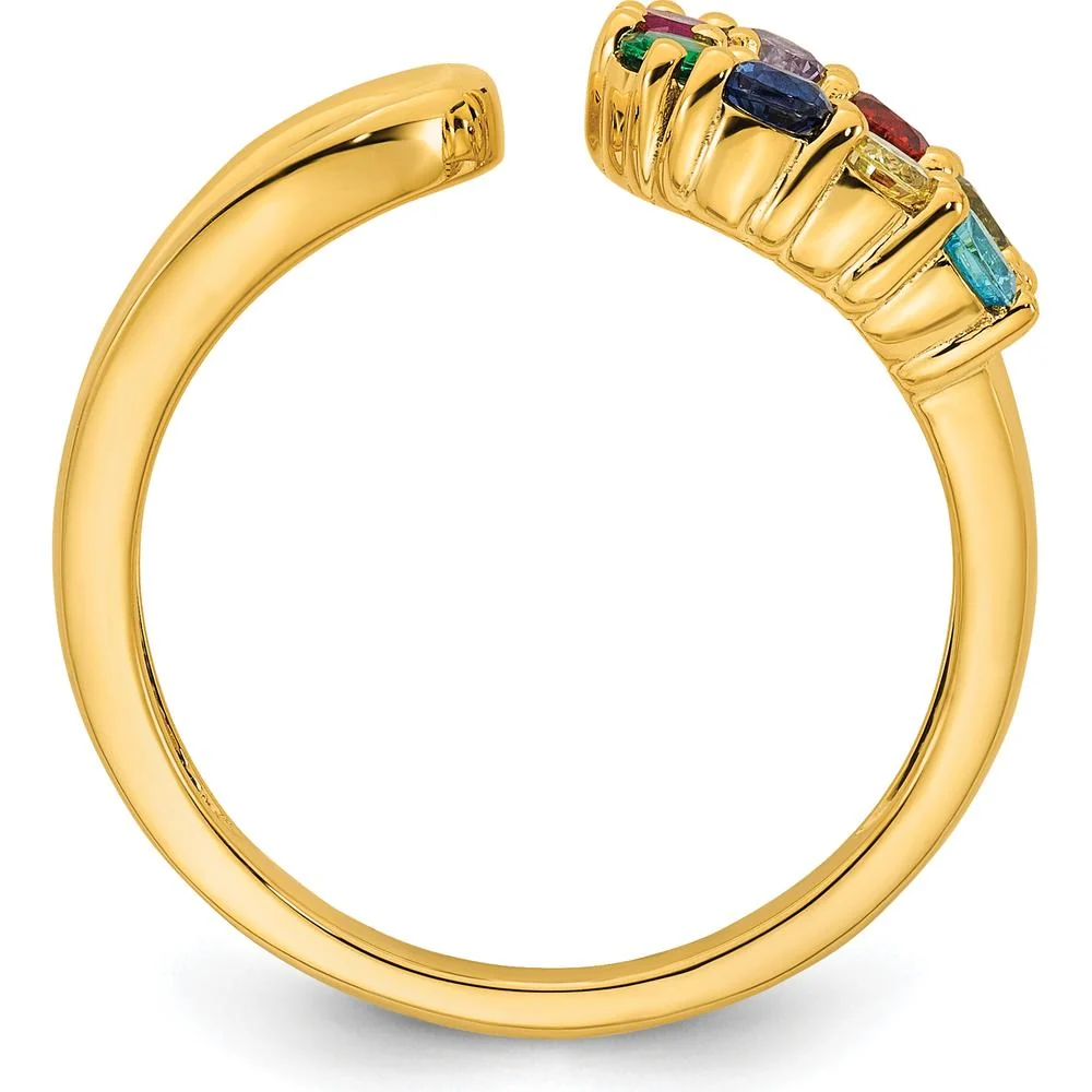 14K Yellow Gold 8-Birthstone Wrap Mother's Ring with Personalized Gemstones - 1.10 Carat Total Gem Weight - Size 7 by Oro Pregiato - Image 3