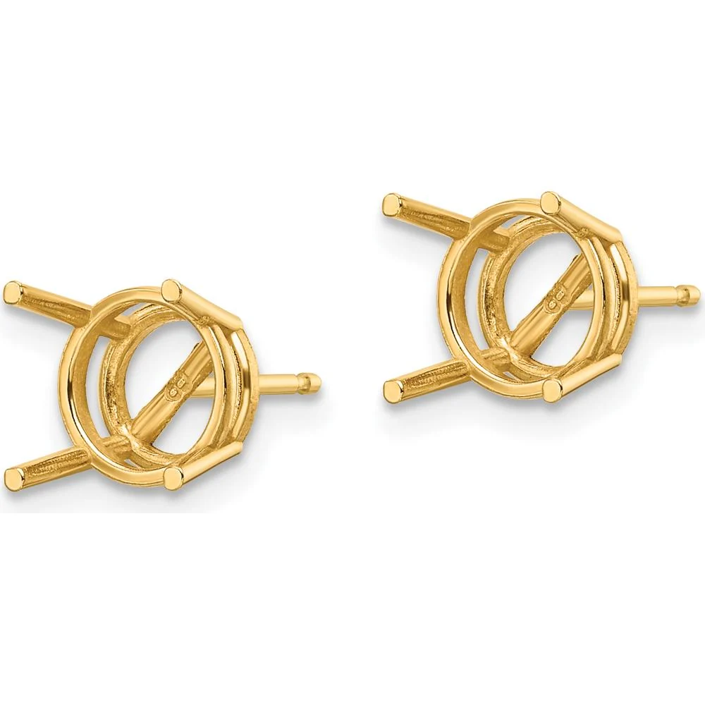 14K Yellow Gold 8mm Round Earring Mountings for Custom Stones - Polished Finish, Pair by Monteluci Fine Jewelry - Image 2