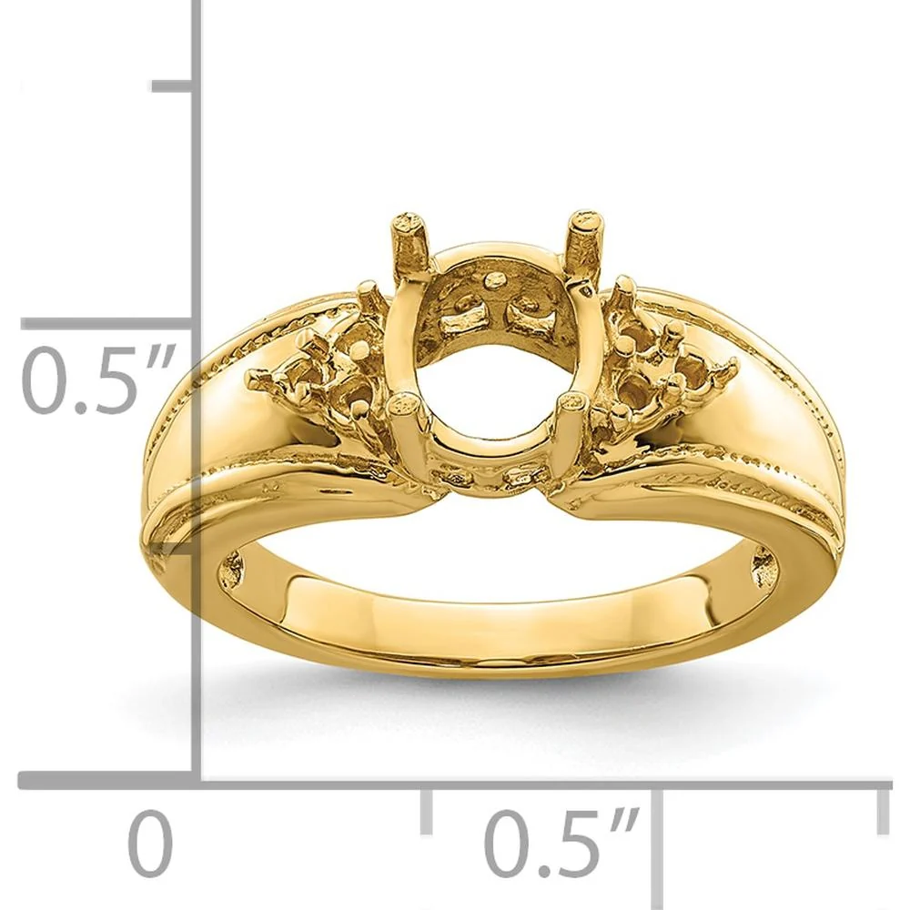 14K Yellow Gold 8x6mm Oval Gemstone & 0.10 Carat Diamond Accent Ring Mounting - Size 6 by Monteluci Fine Jewelry - Image 5