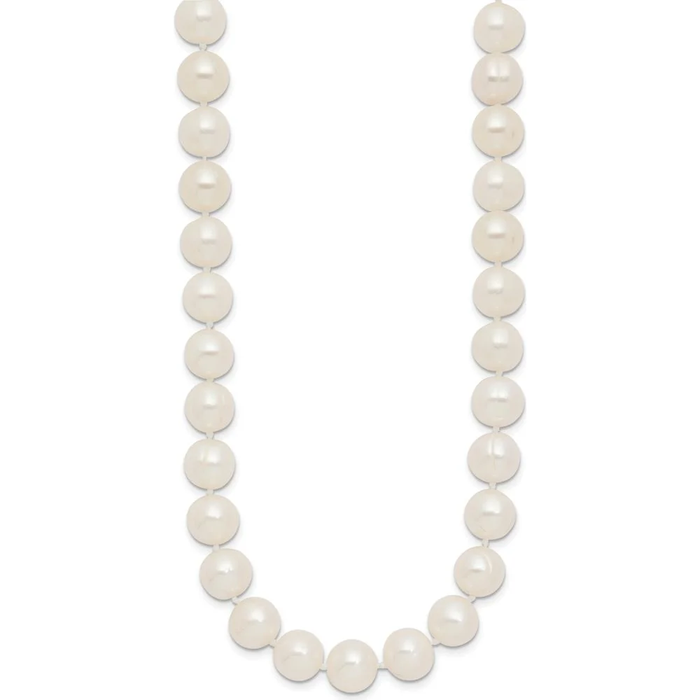 14K Yellow Gold 9-10mm Near-Round Freshwater Pearl Necklace - 18" with Pearl Clasp by Monteluci Fine Jewelry - Image 2