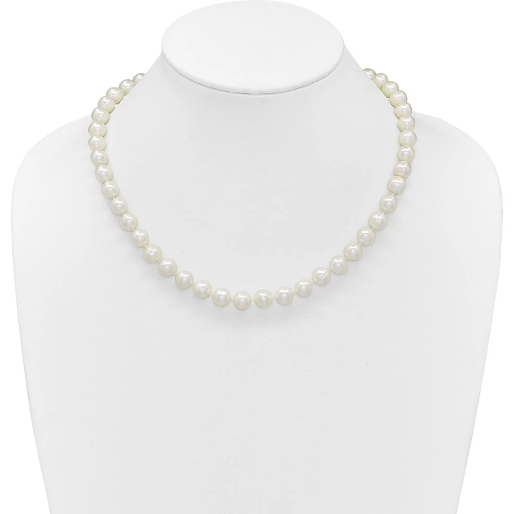 14K Yellow Gold 9-10mm Near-Round Freshwater Pearl Necklace - 18" with Pearl Clasp by Monteluci Fine Jewelry - Image 3
