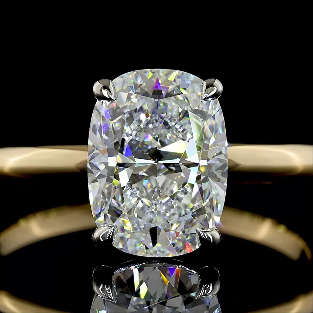 14K Yellow Gold and Platinum 2.01 Carat Cushion Cut Lab Diamond Solitaire Ring - D VVS2 IGI Certified - Covaloro Fine Jewelry - Image 2