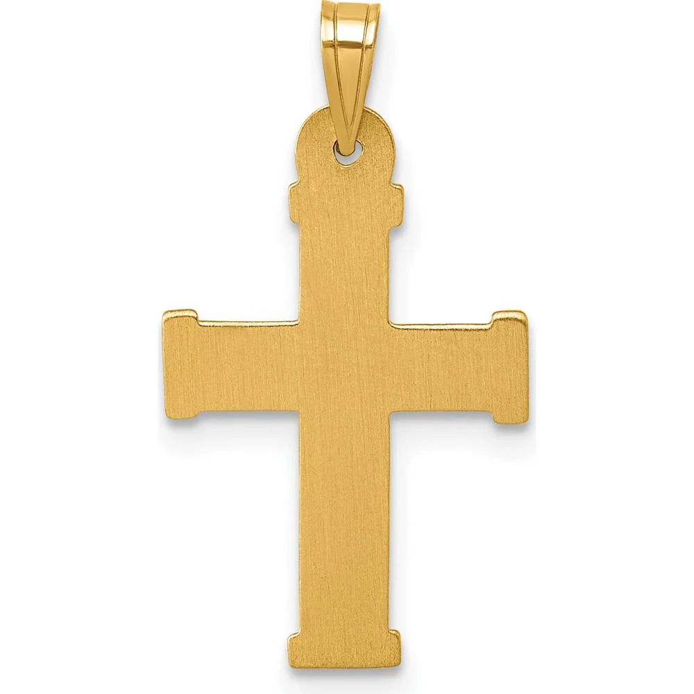 14K Yellow Gold and Rhodium Polished INRI Crucifix Cross Pendant - 26.4mm Length by Oro Pregiato - Image 3