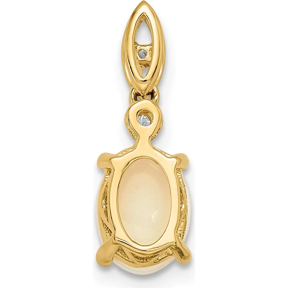 14K Yellow Gold Austrian Opal and Diamond Pendant with Oval Opal and Round Diamonds - 0.73 Carat Total Weight by Monteluci Fine Jewelry - Image 4