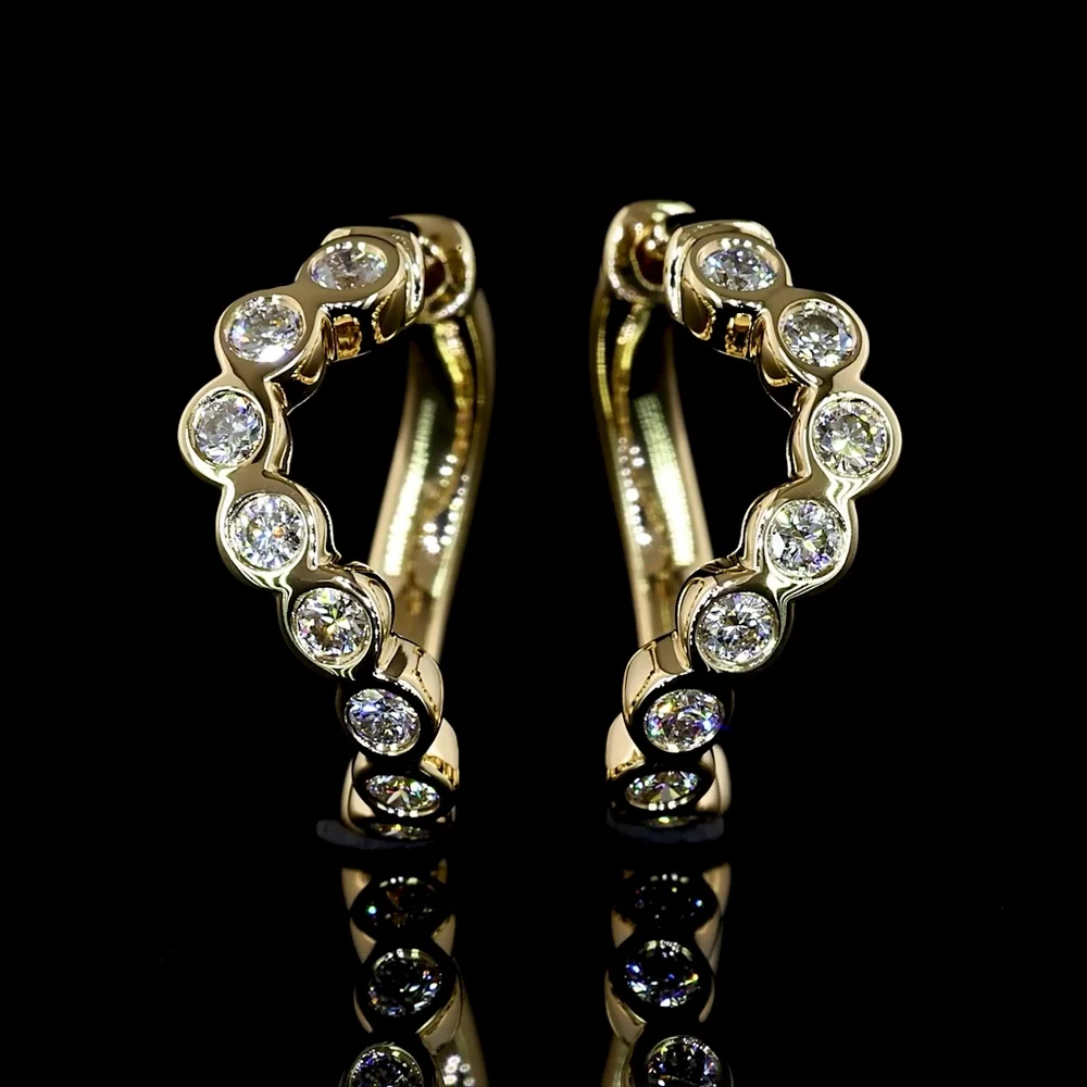 14K Yellow Gold Bezel-Set Round Lab Diamond Huggie Earrings - 0.40 Carats Total Diamond Weight - Covaloro Fine Jewelry - Image 2