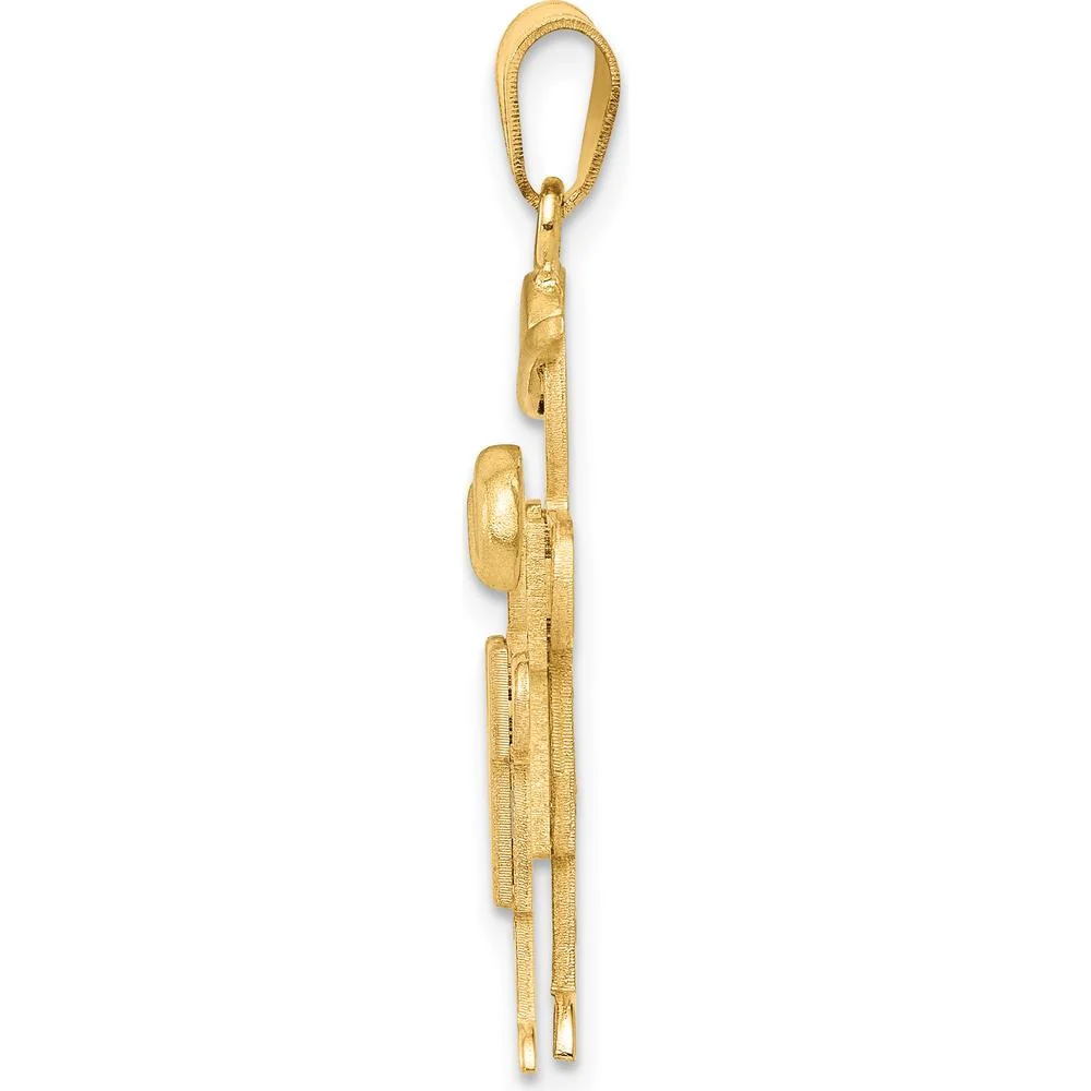 14K Yellow Gold Big Boy and Little Boy Engravable Charm Pendant - 30mm x 22mm by Oro Pregiato - Image 2
