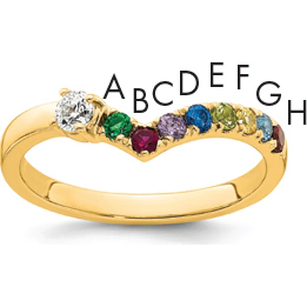 14K Yellow Gold Birthstone and Diamond Mother's Ring with 8 Stones in Semi-Mount Setting - Size 7 by Oro Pregiato
