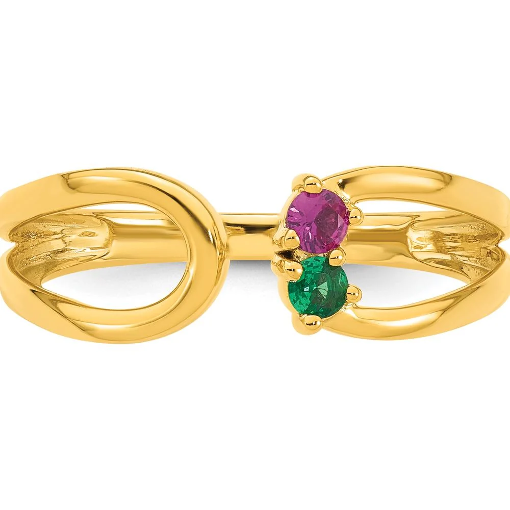 14K Yellow Gold Birthstone Mother's Wrap Ring with Ruby and Emerald Stones - Size 7 by Oro Pregiato - Image 5