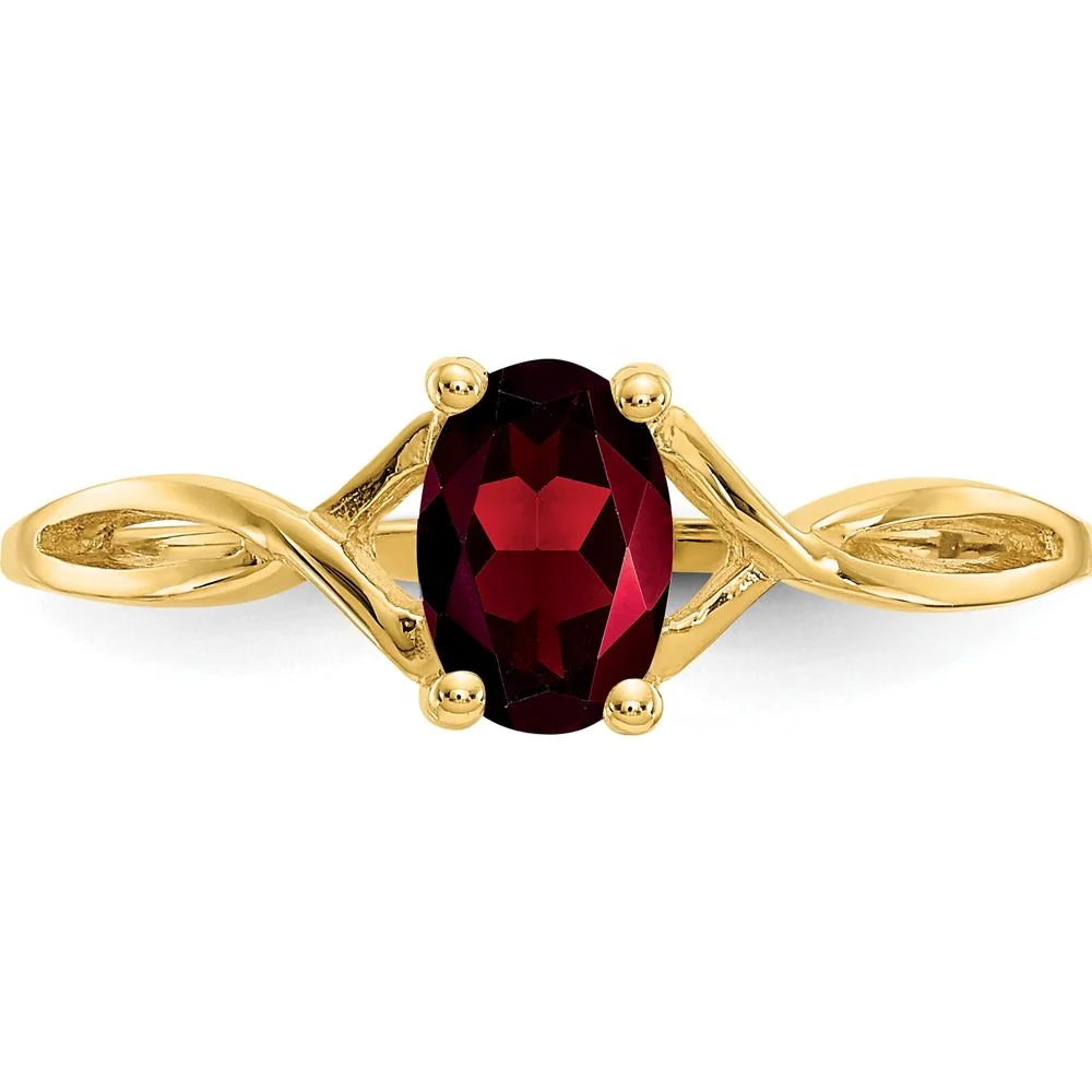14K Yellow Gold Birthstone Ring with Oval Garnet - 0.60 Carat - Size 7 by Oro Pregiato - Image 5