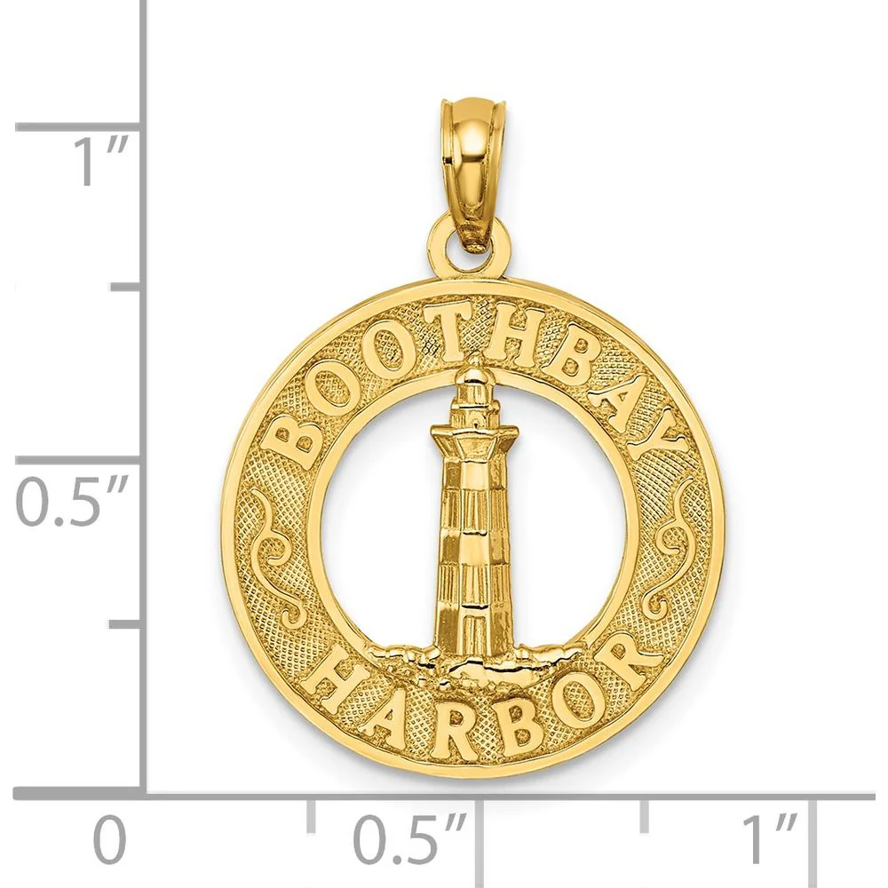 14K Yellow Gold Boothbay Harbor Lighthouse Charm Pendant - Nautical Coastal Design by Oro Pregiato - Image 3