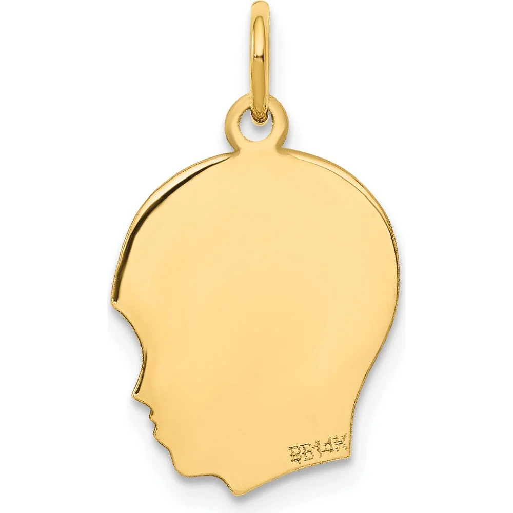 14K Yellow Gold Boy Head Charm - Engravable Personalized Pendant by Oro Pregiato - Image 3