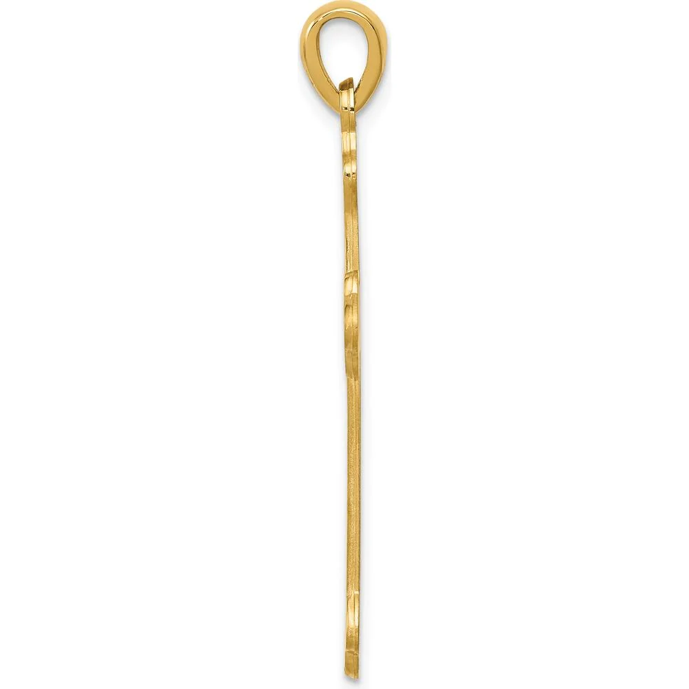 14K Yellow Gold Budded Cross Pendant - 41mm Length, 23mm Width by Oro Pregiato - Image 2