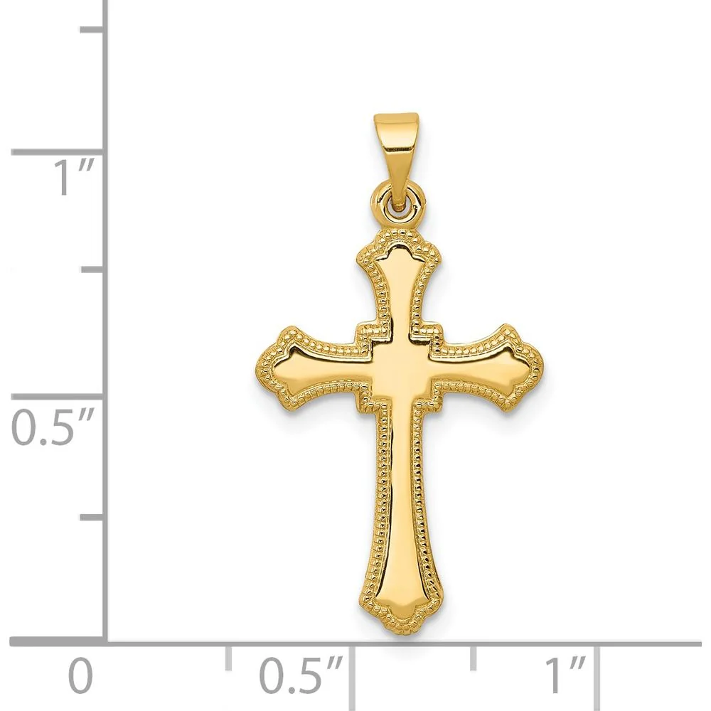14K Yellow Gold Budded Cross Pendant - Elegant Religious Jewelry by Oro Pregiato - Image 3