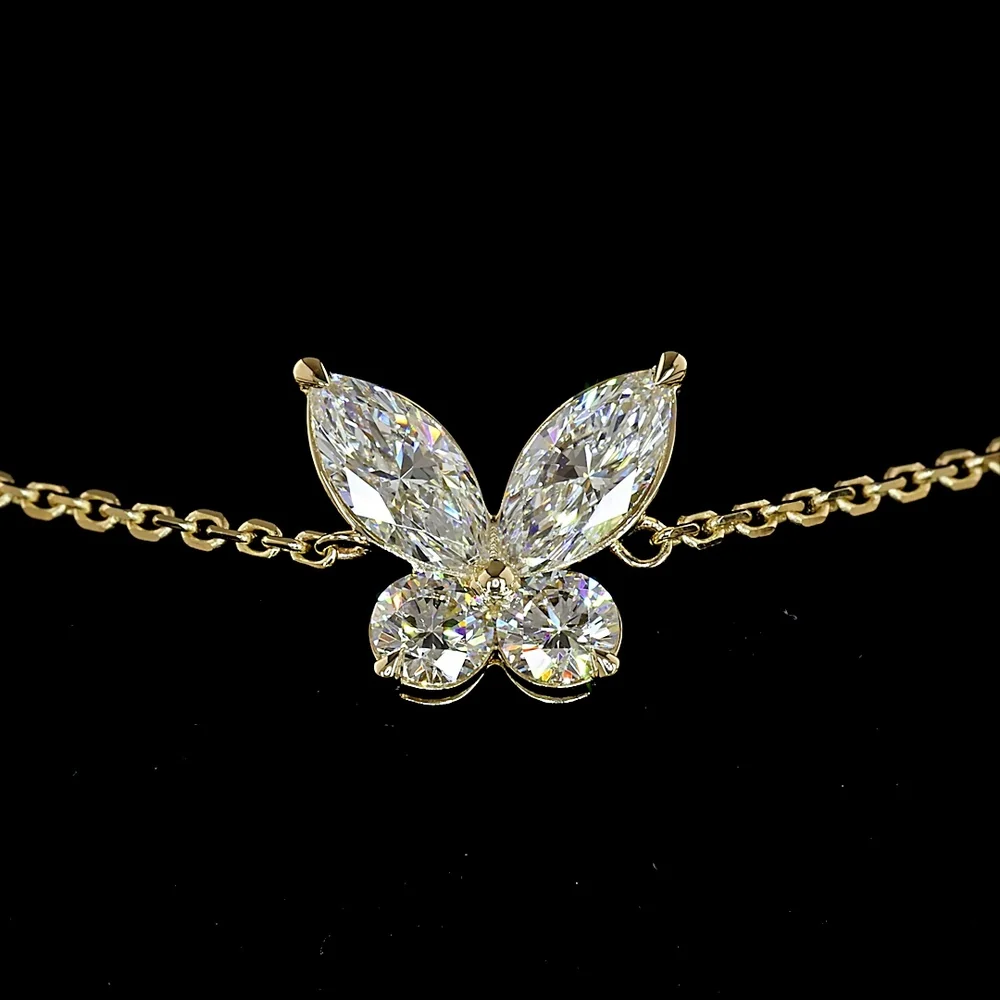 14K Yellow Gold Butterfly Station Bracelet with Marquise and Round Cut Lab Diamonds - 2.41 Carat Total Diamond Weight - Covaloro Fine Jewelry - Image 2