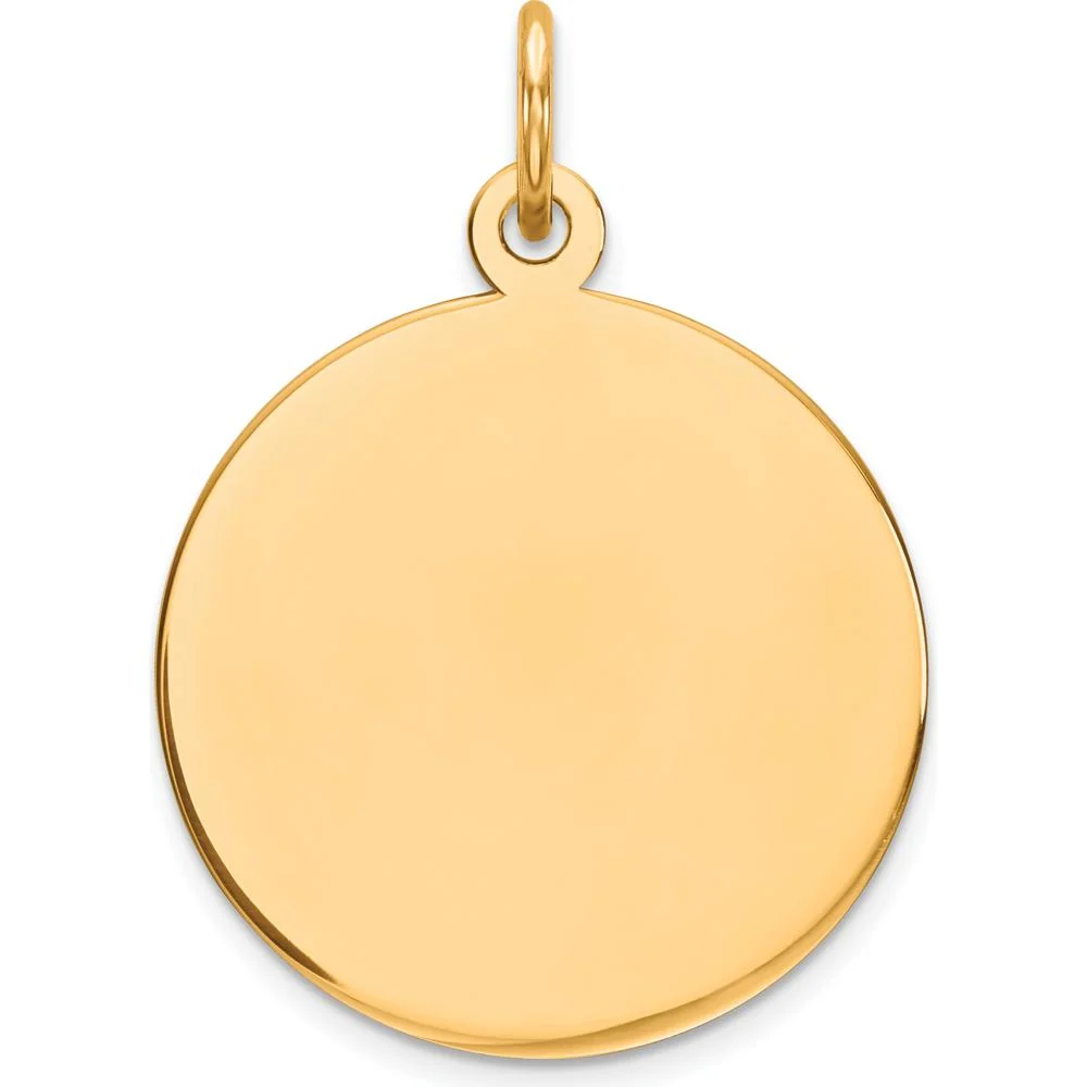 14K Yellow Gold Circular Engravable Disc Charm - 24mm Length by Oro Pregiato