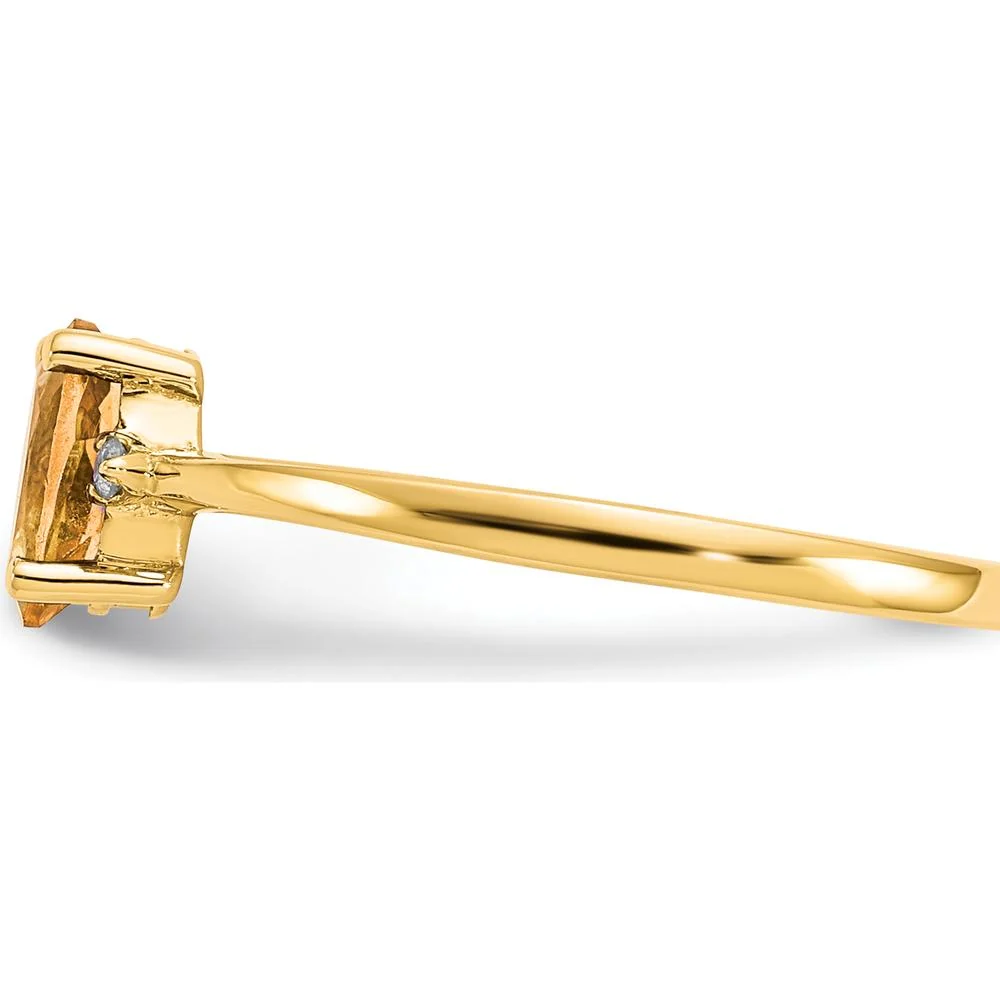 14K Yellow Gold Citrine Birthstone Ring with Round Diamond Accents - 0.40 Carat Citrine, 0.008 Carat Diamonds - Size 6 by Oro Pregiato - Image 4