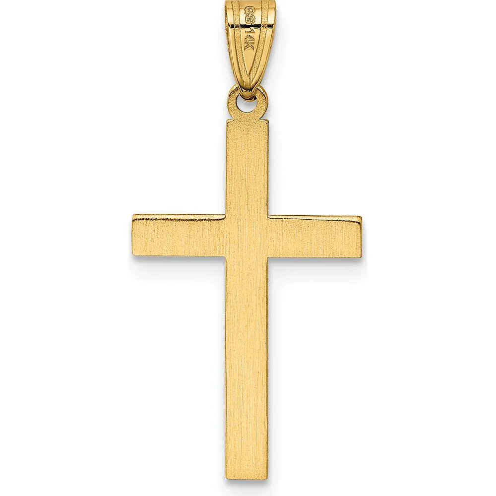 14K Yellow Gold Cross Pendant with Laser Design - 29mm Length by Oro Pregiato - Image 4