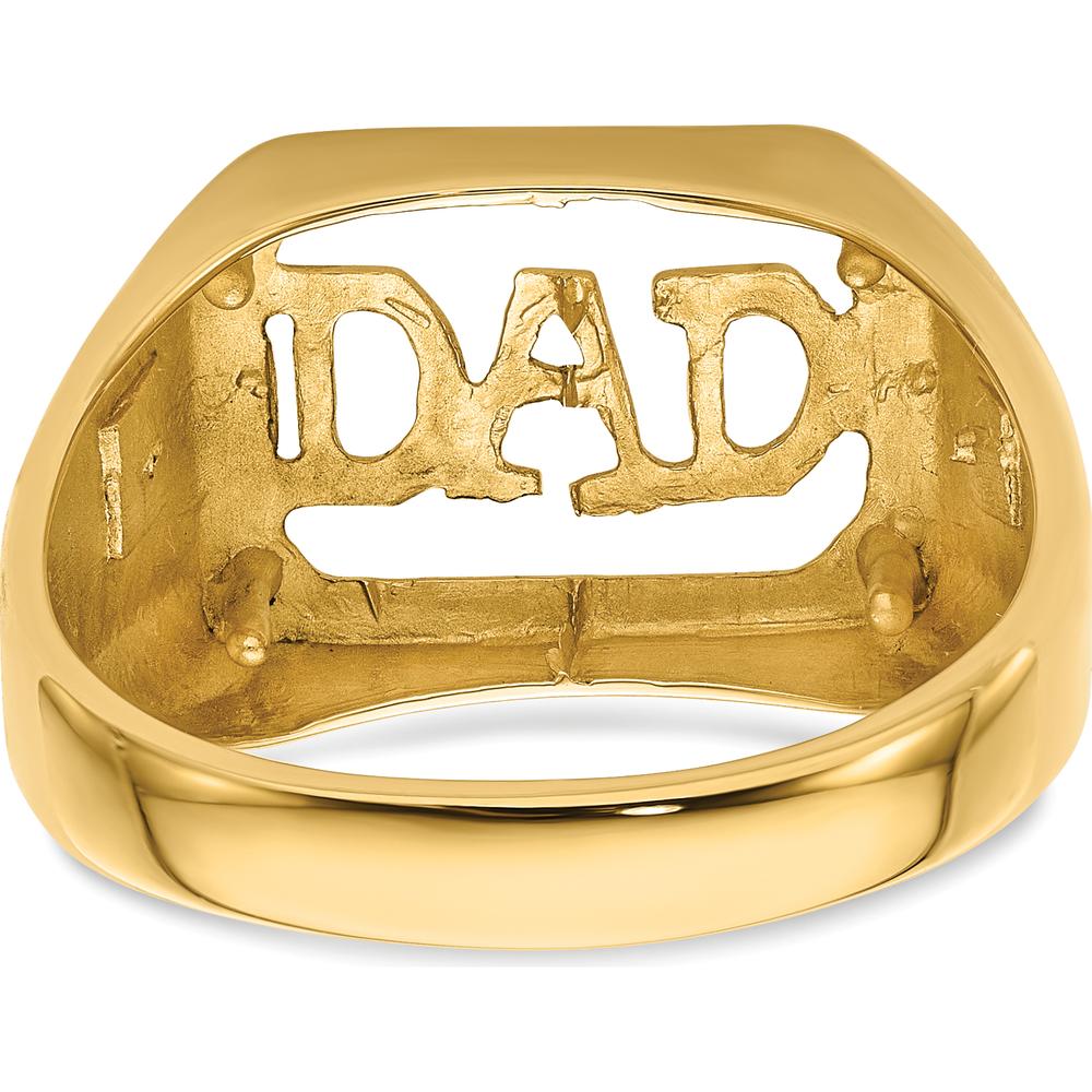 14K Yellow Gold Dad Ring Mounting with Polished Finish - 12mm Length Top - Size 10 by Monteluci Fine Jewelry - Image 3