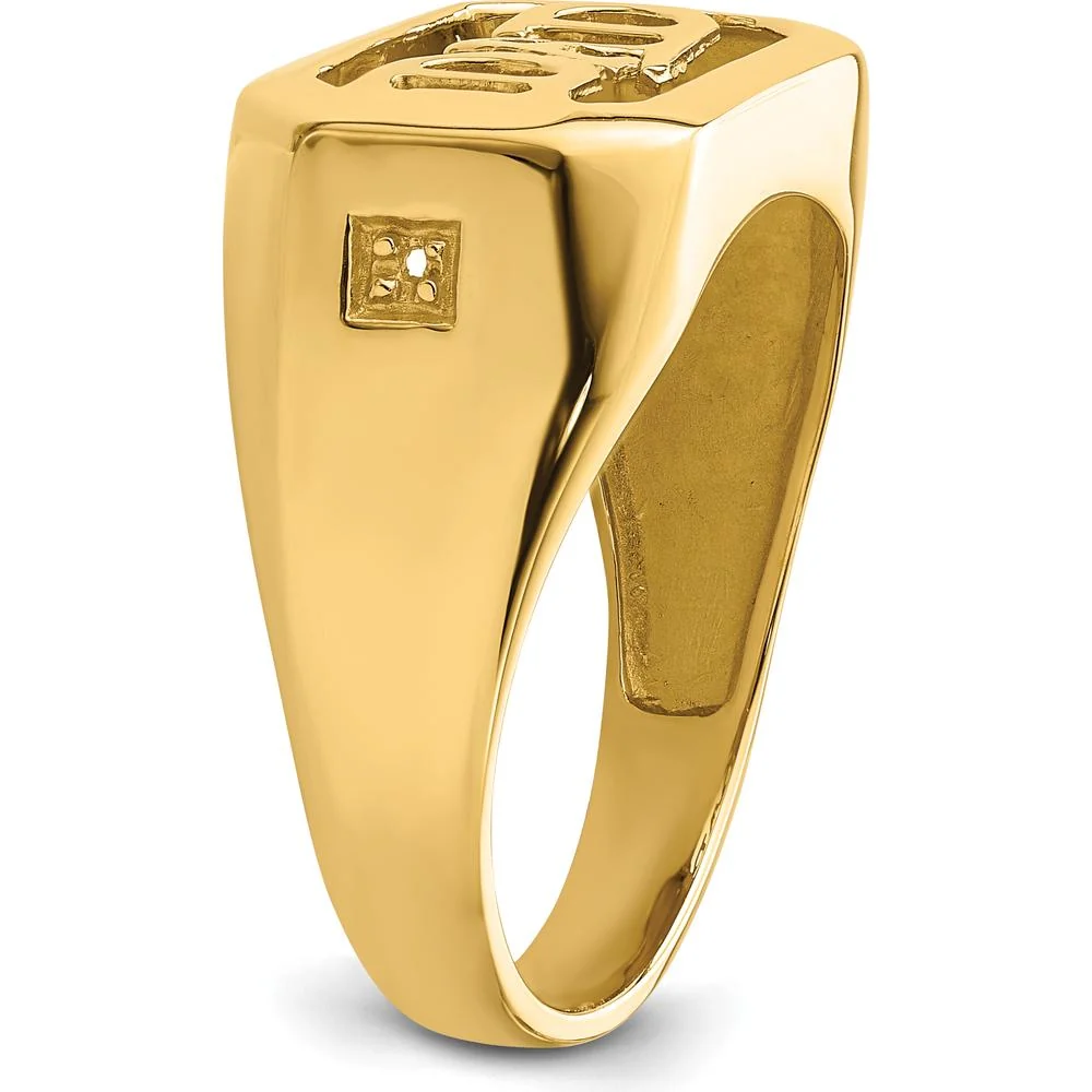 14K Yellow Gold Dad Ring Mounting with Polished Finish - 12mm Length Top - Size 10 by Monteluci Fine Jewelry - Image 4