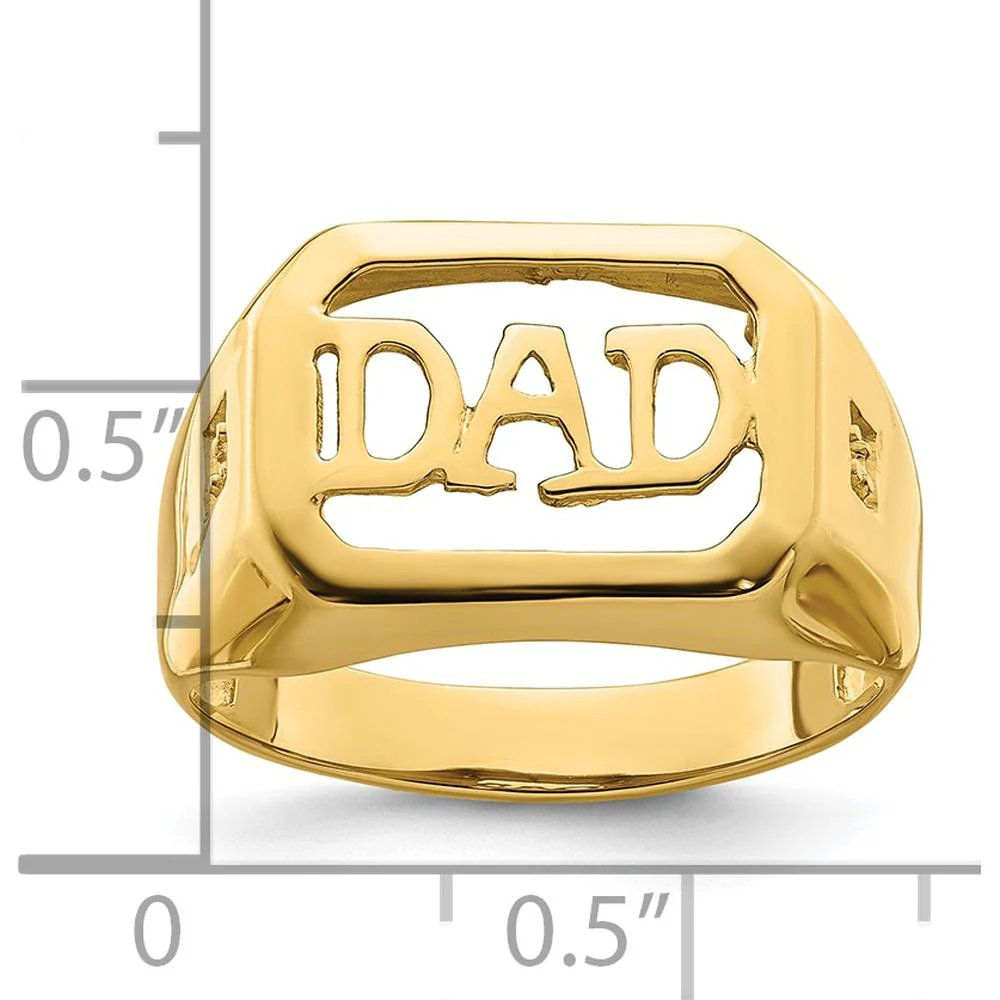 14K Yellow Gold Dad Ring Mounting with Polished Finish - 12mm Length Top - Size 10 by Monteluci Fine Jewelry - Image 5