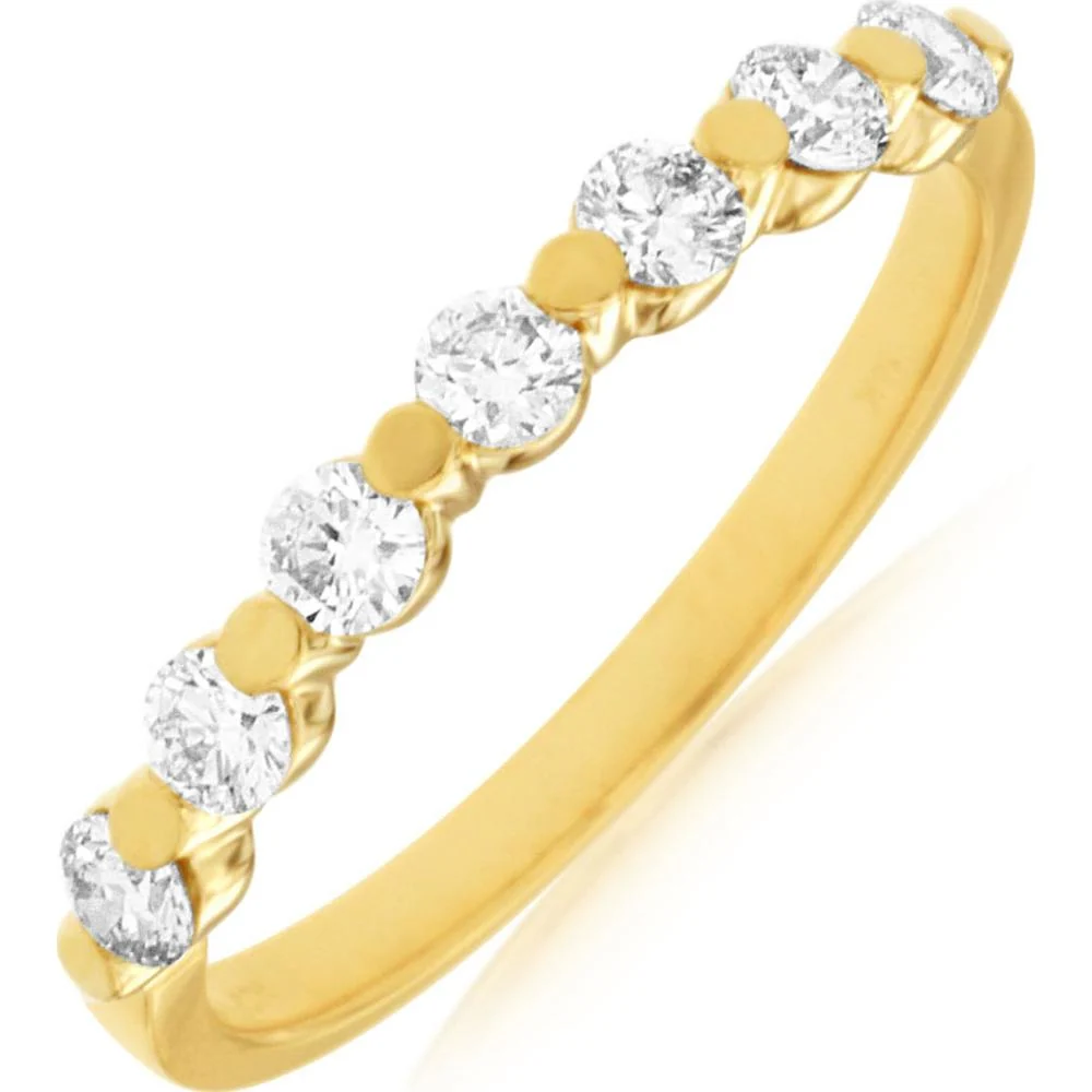 14K Yellow Gold Diamond Band with Round Diamonds - 0.50 Carats Total Diamond Weight - Royal Jewelry
