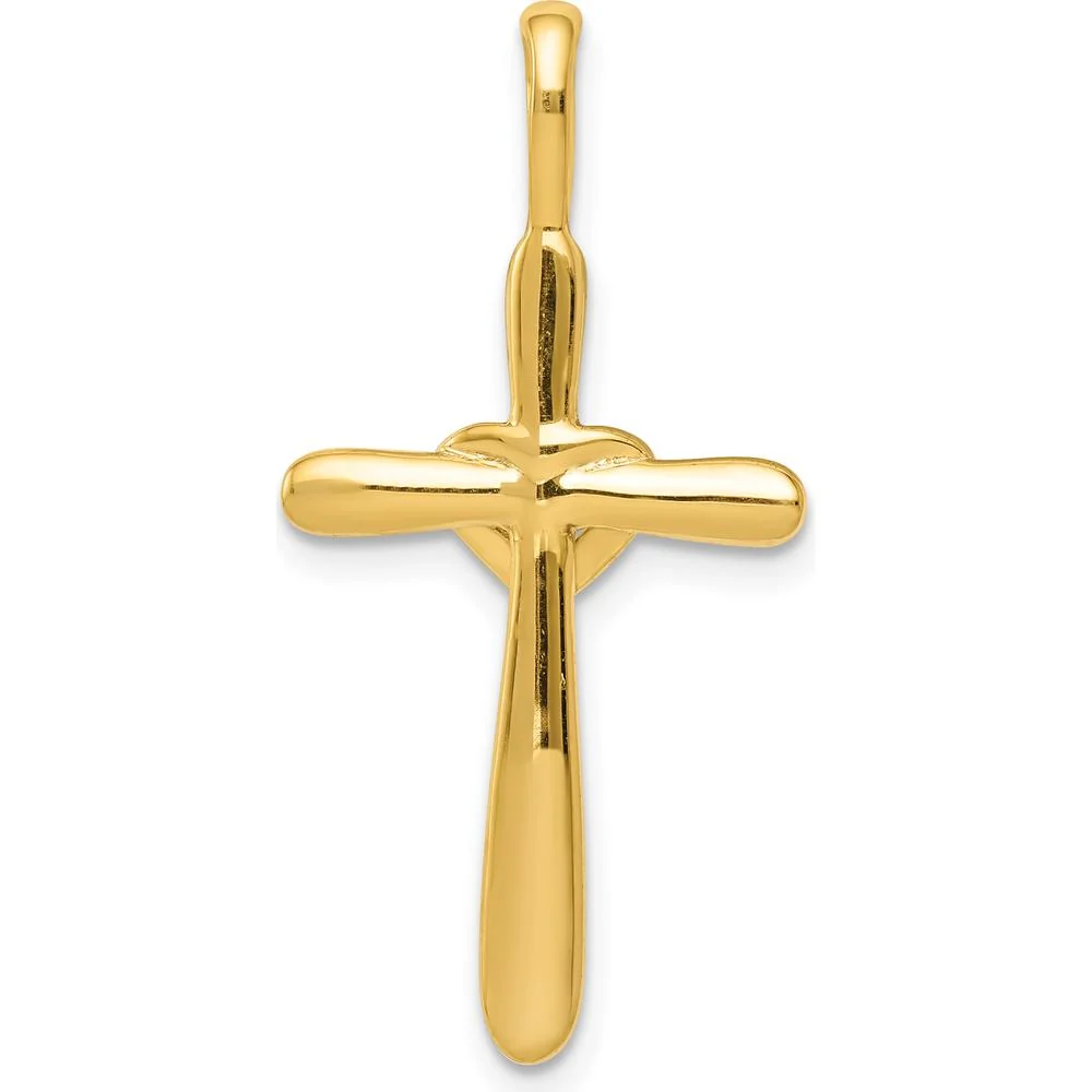 14K Yellow Gold Diamond Cross with Heart Pendant - 0.003 Carat Total Diamond Weight by Monteluci Fine Jewelry - Image 3
