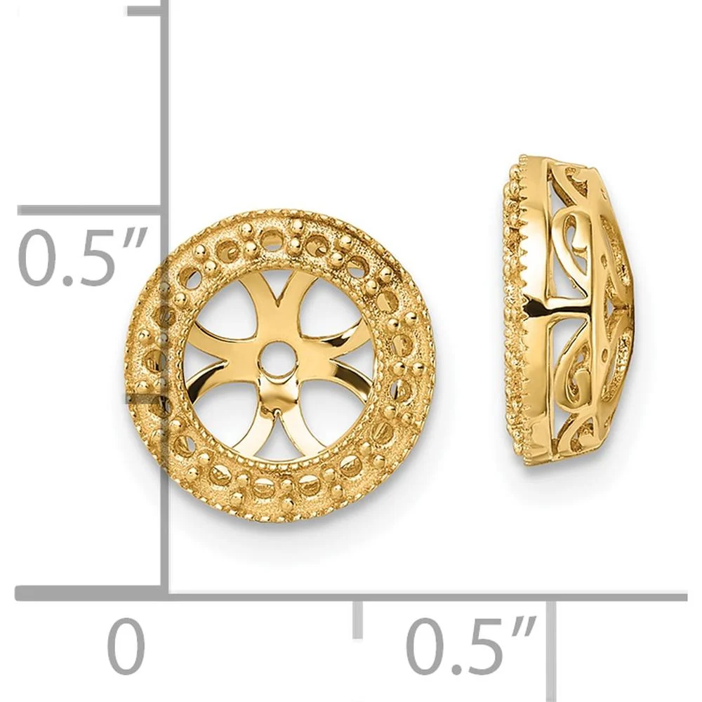 14K Yellow Gold Diamond Earring Jacket Mountings with 34 Round Diamonds - 1.42 Carat Total Diamond Weight by Oro Pregiato - Image 3