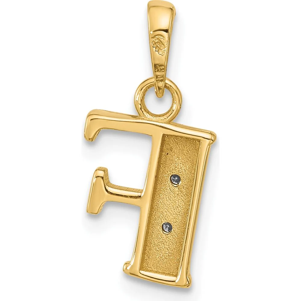 14K Yellow Gold Diamond "F" Initial Pendant with Rhodium Accents - 0.02 Carat Total Diamond Weight by Oro Pregiato - Image 3