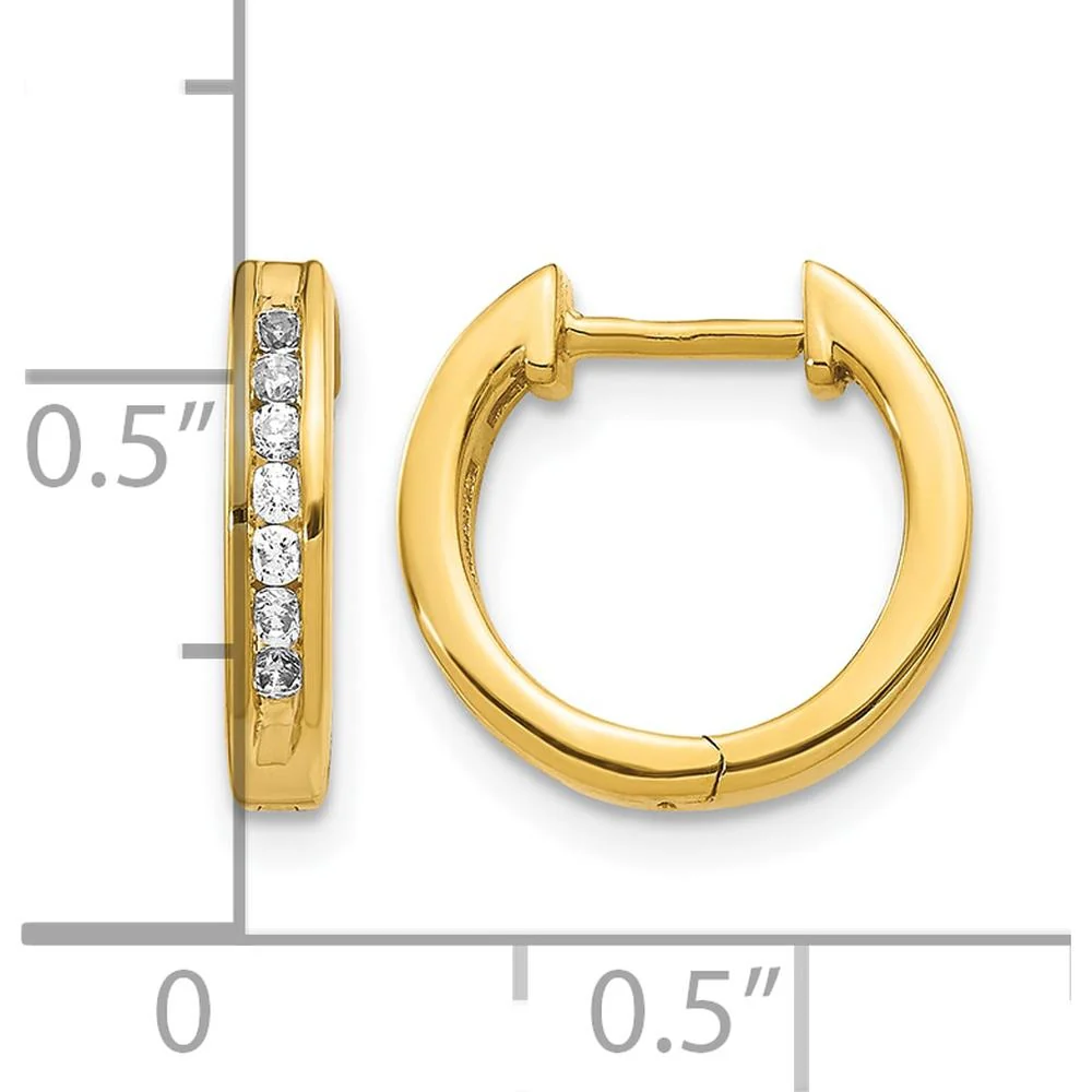 14K Yellow Gold Diamond Hinged Hoop Earrings - 0.0875 Carat Total Diamond Weight by Monteluci Fine Jewelry - Image 4
