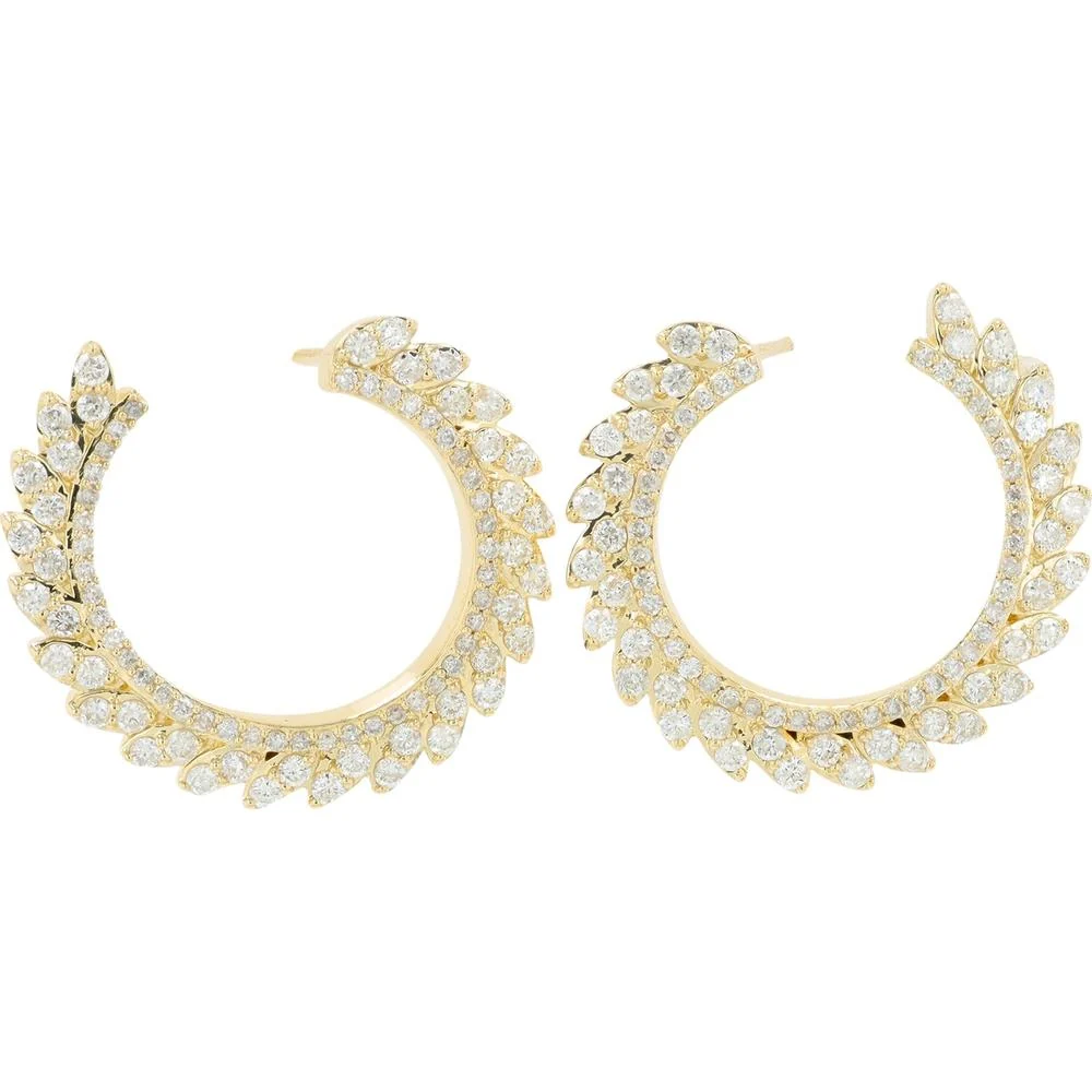 14K Yellow Gold Diamond Hoop Earrings - 1.00 Carat Total Diamond Weight