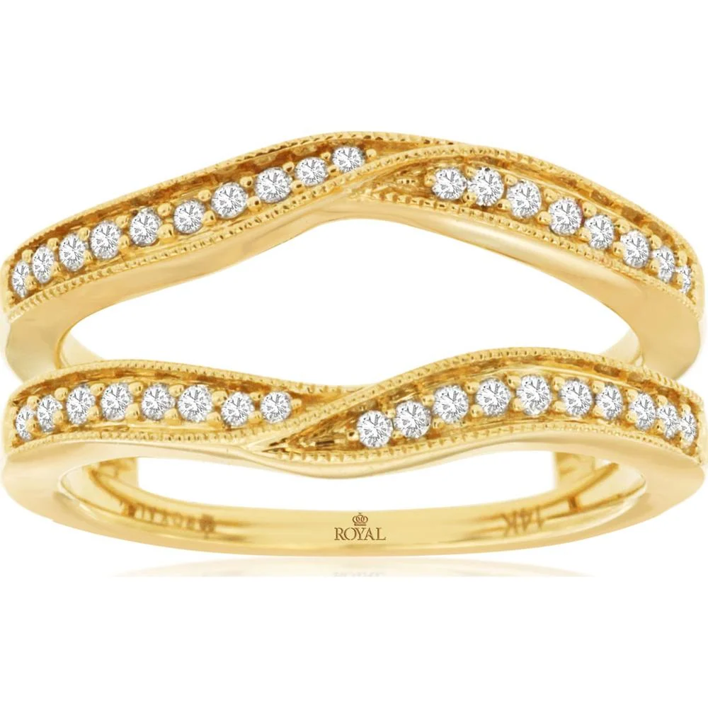 14K Yellow Gold Diamond Insert Ring with Round Brilliant Channel Set Diamonds - 0.25 Carat Total Diamond Weight - Royal Jewelry