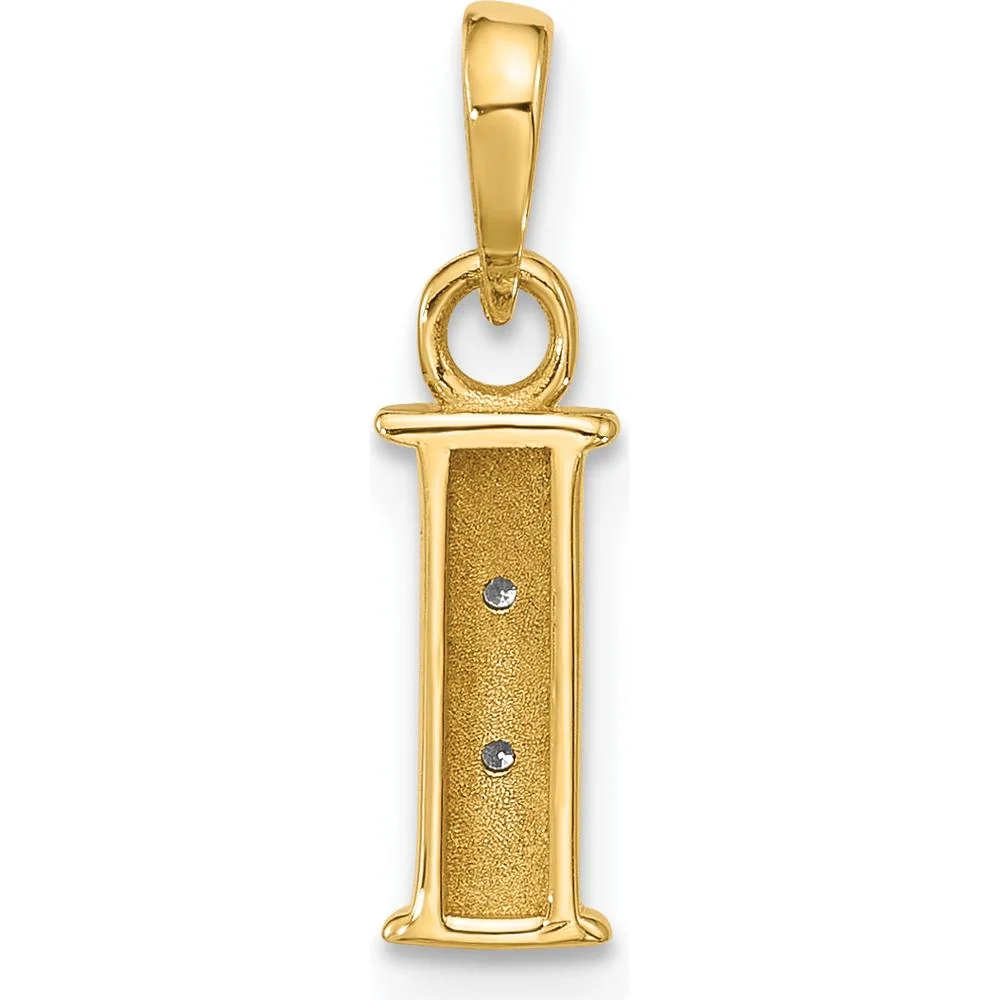 14K Yellow Gold Diamond Letter "I" Initial Pendant with Round Diamonds - 0.02 Carat Total Diamond Weight by Oro Pregiato - Image 3